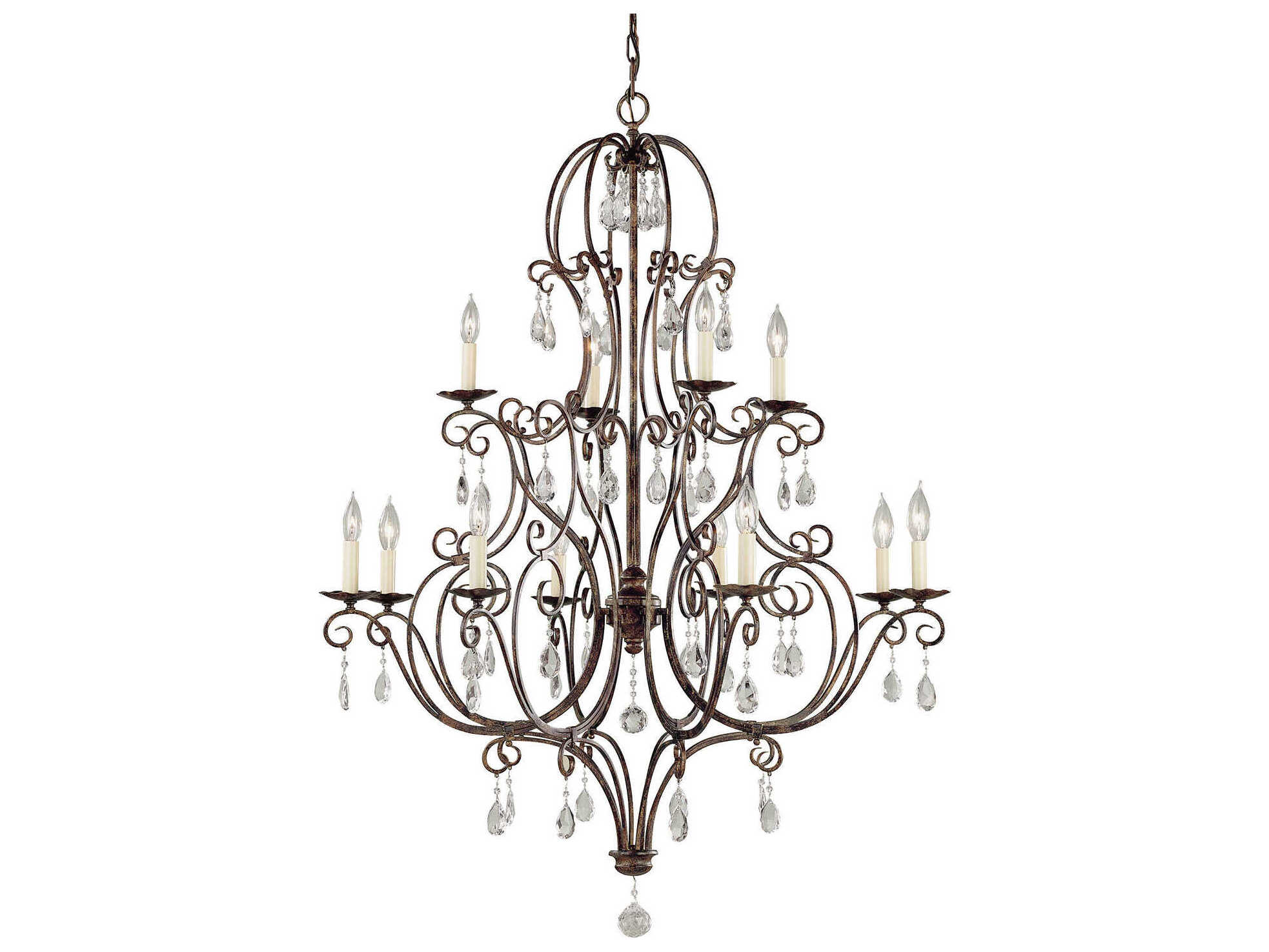 Generation Lighting Chateau 12-Light Mocha Bronze Crystal Candelabra Chandelier