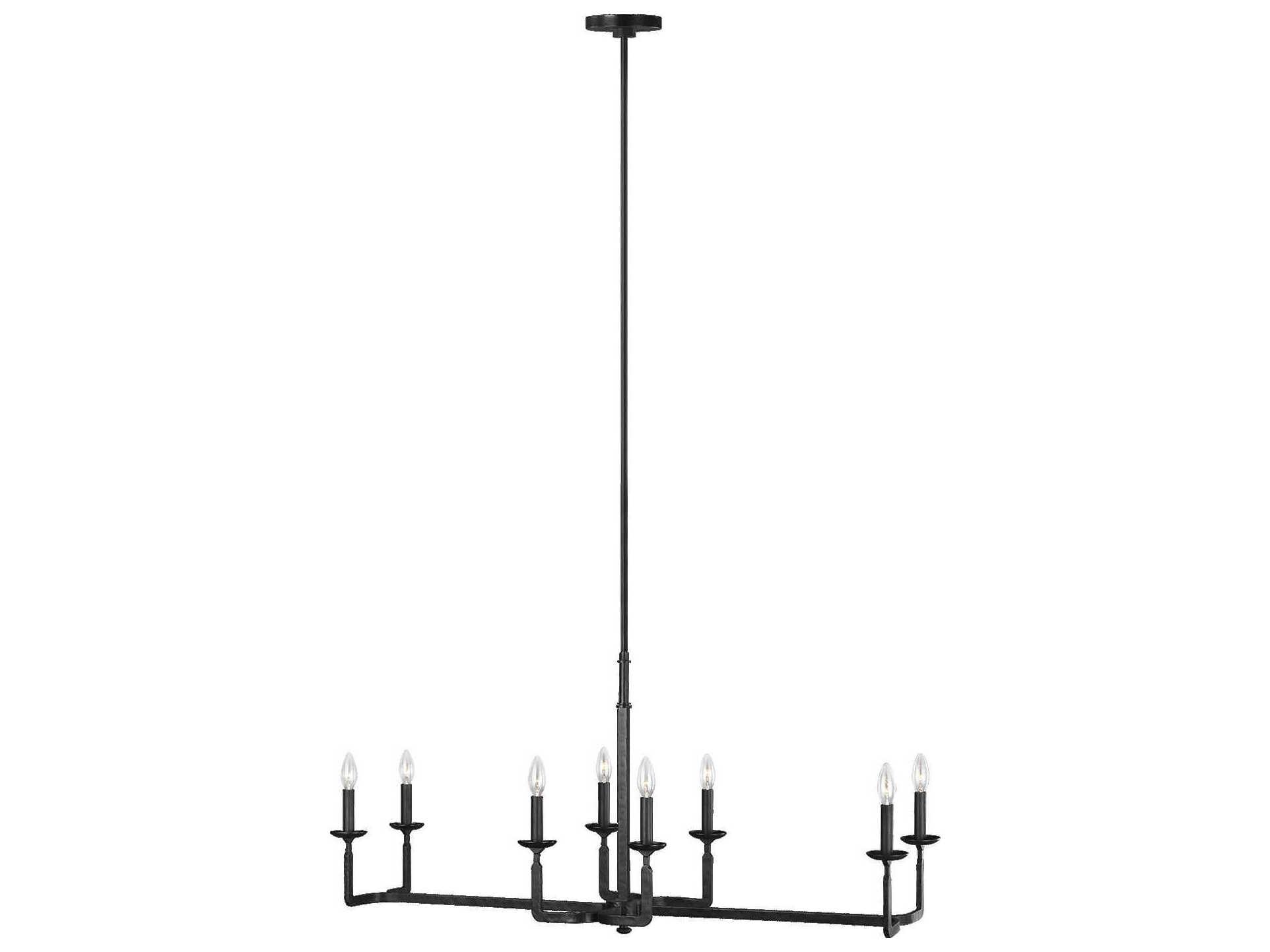 Generation Lighting Ansley 8-Light Aged Iron Black Linear Island Pendant