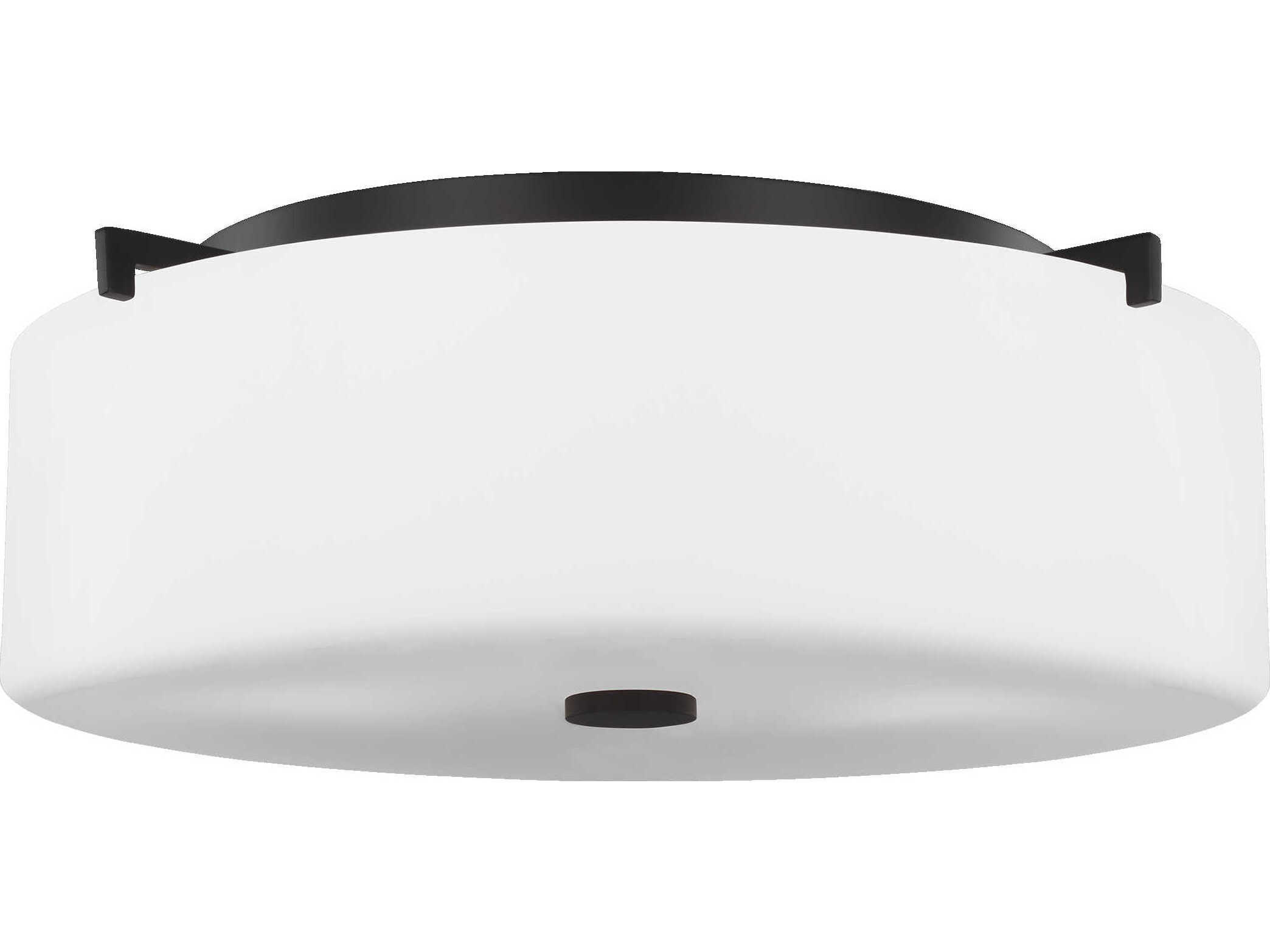 Generation Lighting Sunset Drive 3-Light Oil Rubbed Bronze Glass Drum Flush Mount