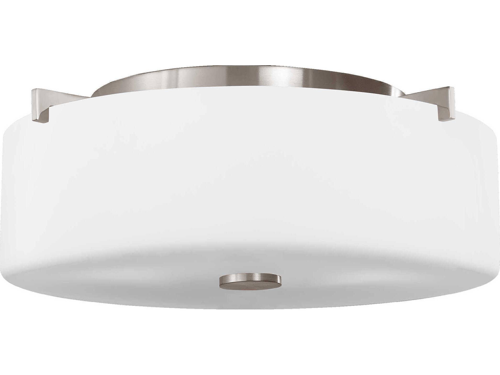 Generation Lighting Sunset Drive 2-Light Brushed Steel Glass Drum Flush Mount