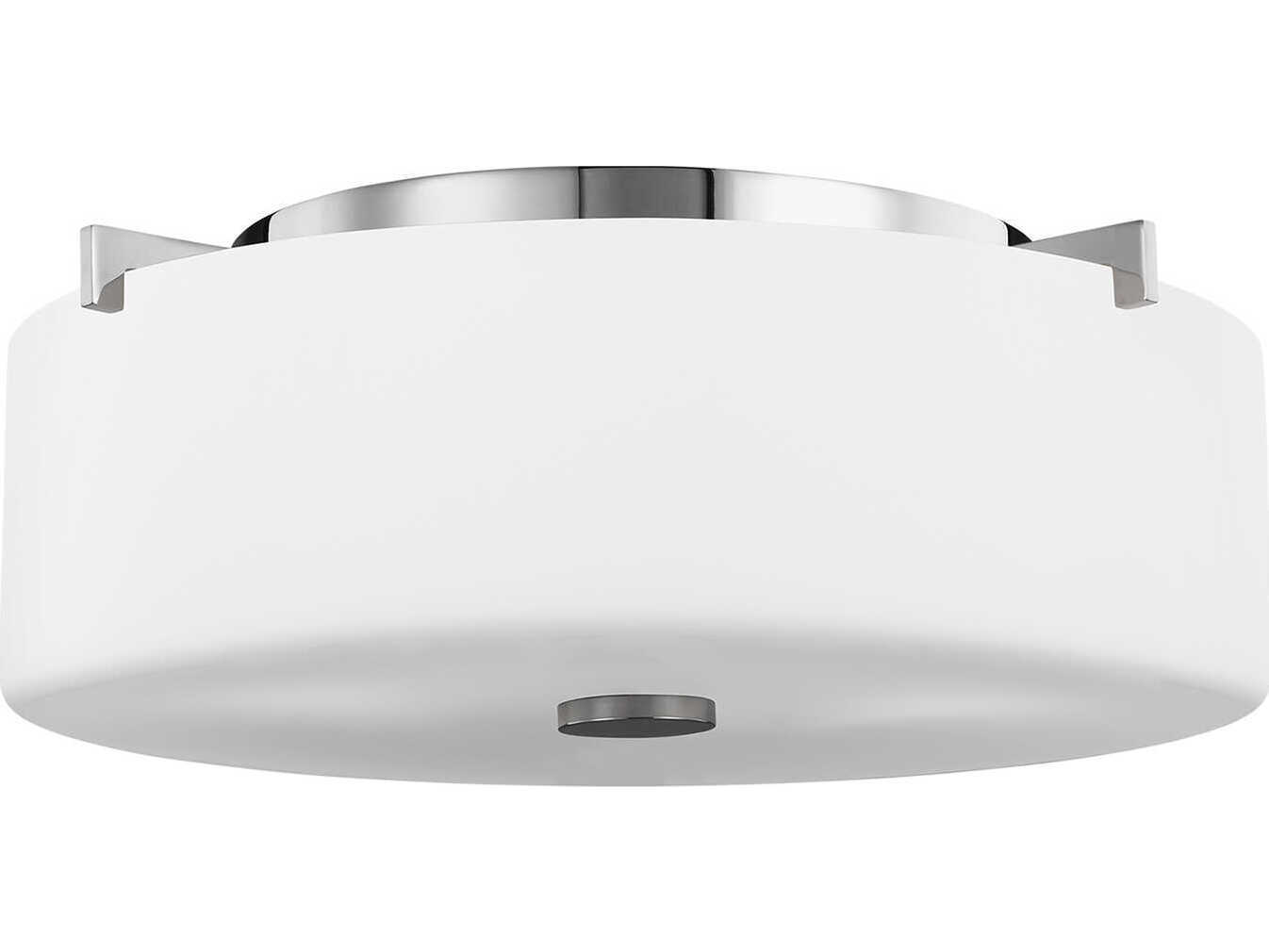 Generation Lighting Sunset Drive 2-Light Chrome Glass Drum Flush Mount