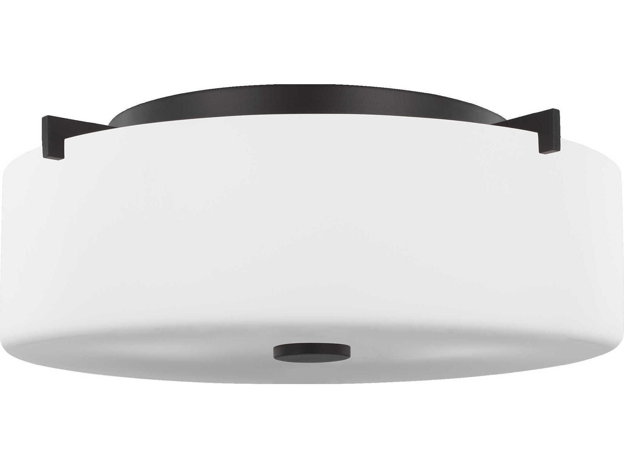 Generation Lighting Sunset Drive 2-Light Oil Rubbed Bronze Glass Drum Flush Mount