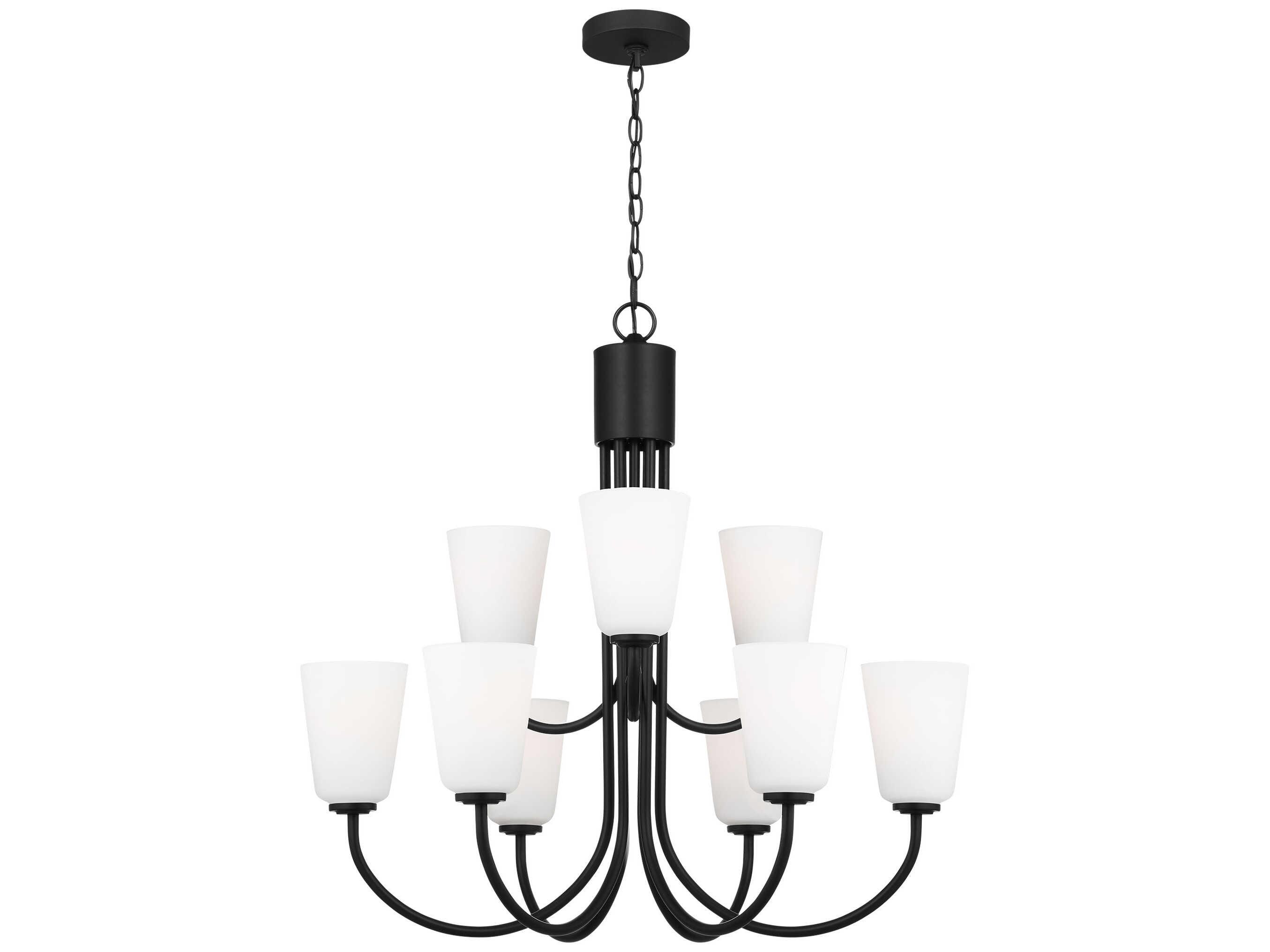 Generation Lighting Miles 9-Light Midnight Black Bell Chandelier