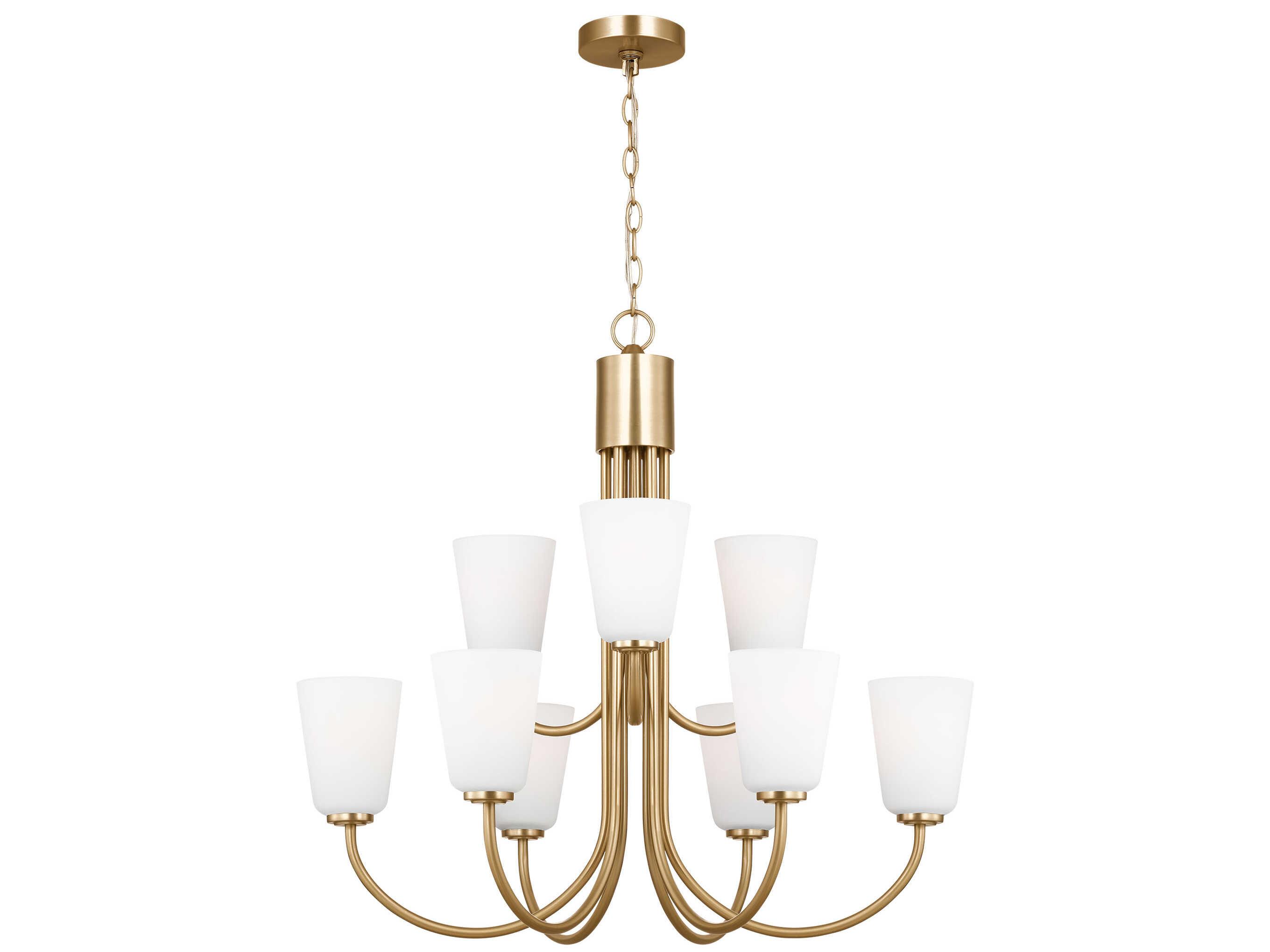 Generation Lighting Miles 9-Light Satin Brass Bell Chandelier