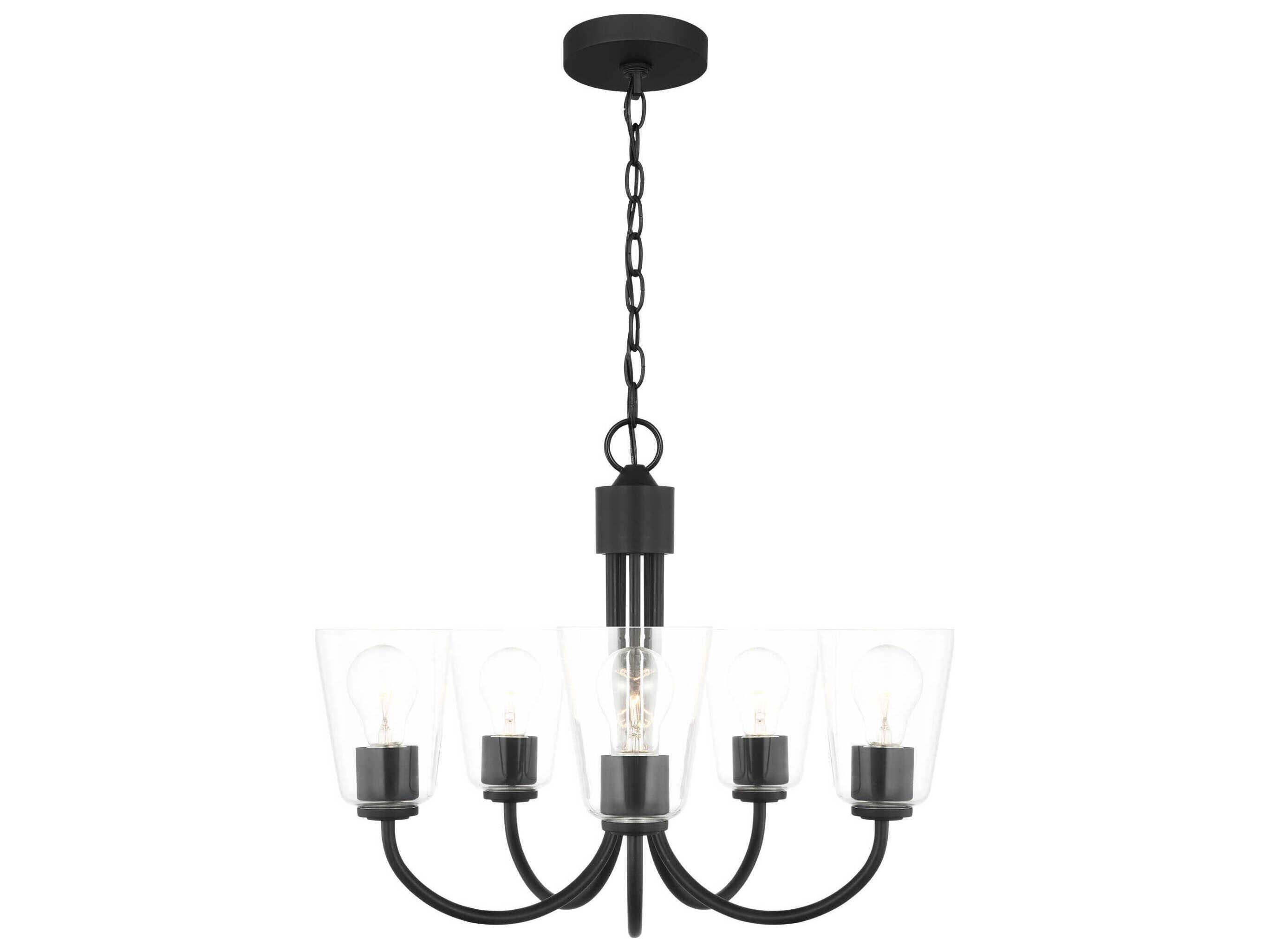 Generation Lighting Miles 5-Light Midnight Black Bell Chandelier