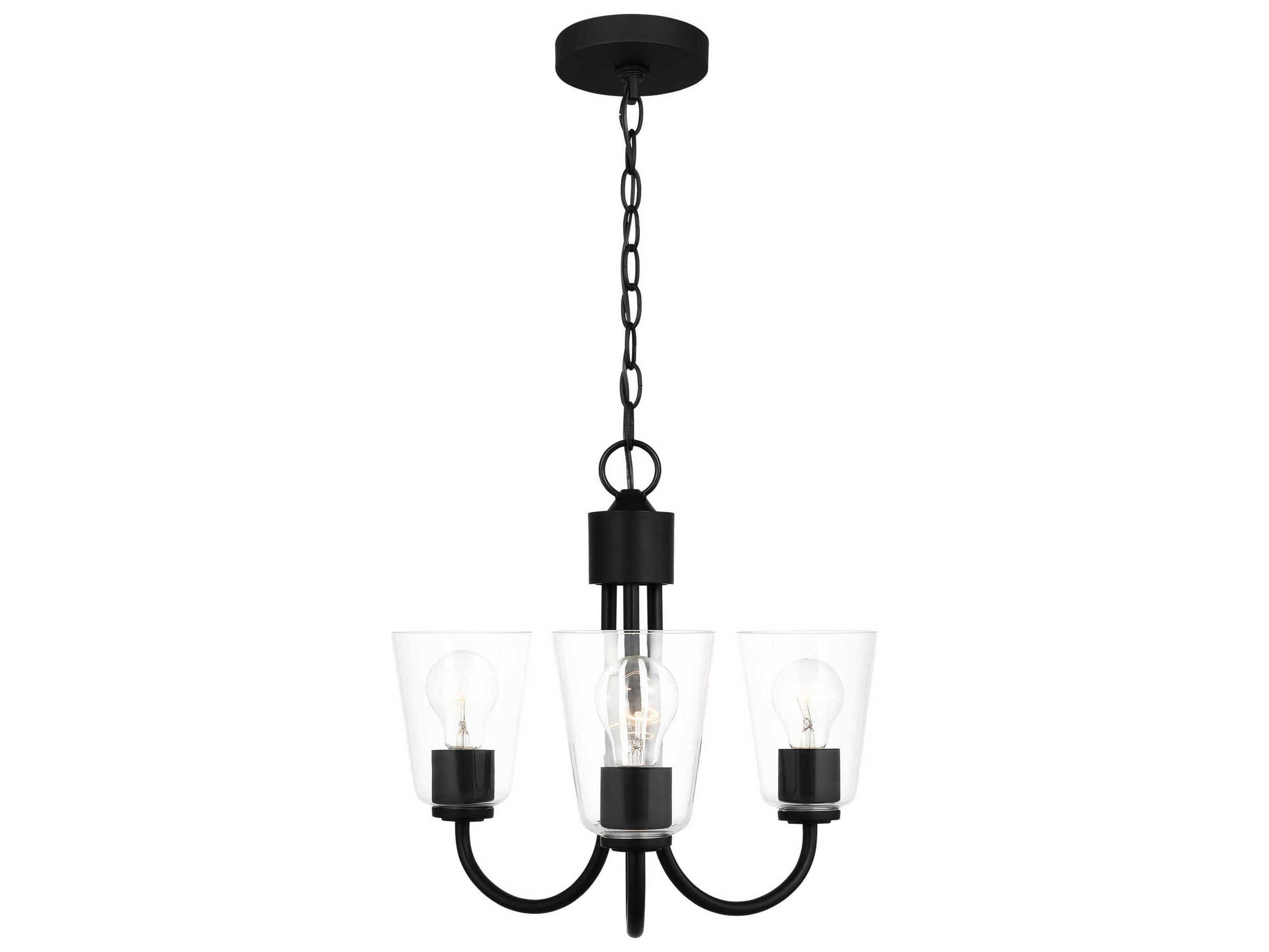 Generation Lighting Miles 3-Light Midnight Black Bell Chandelier