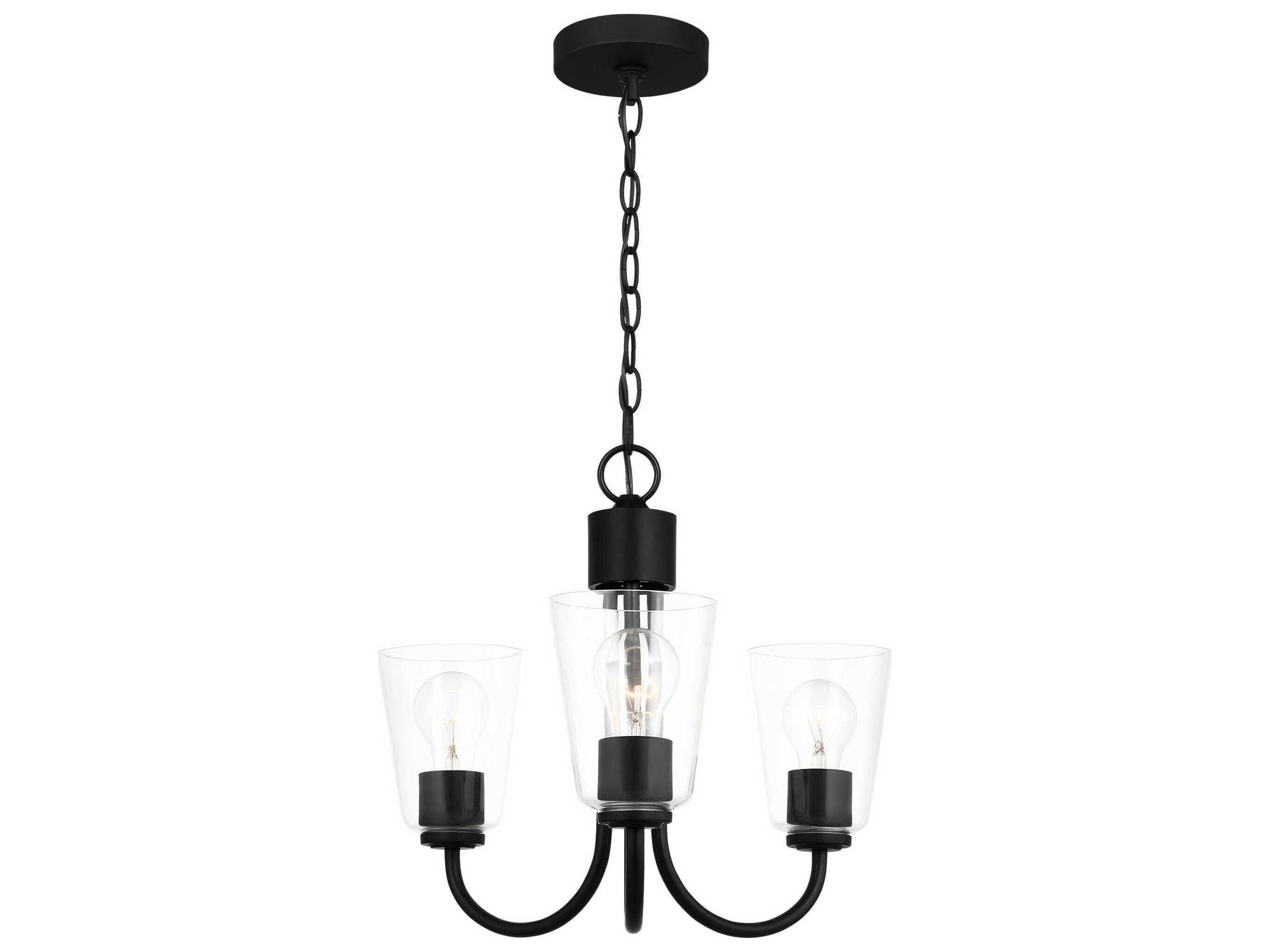 Generation Lighting Miles 3-Light Midnight Black Bell Chandelier