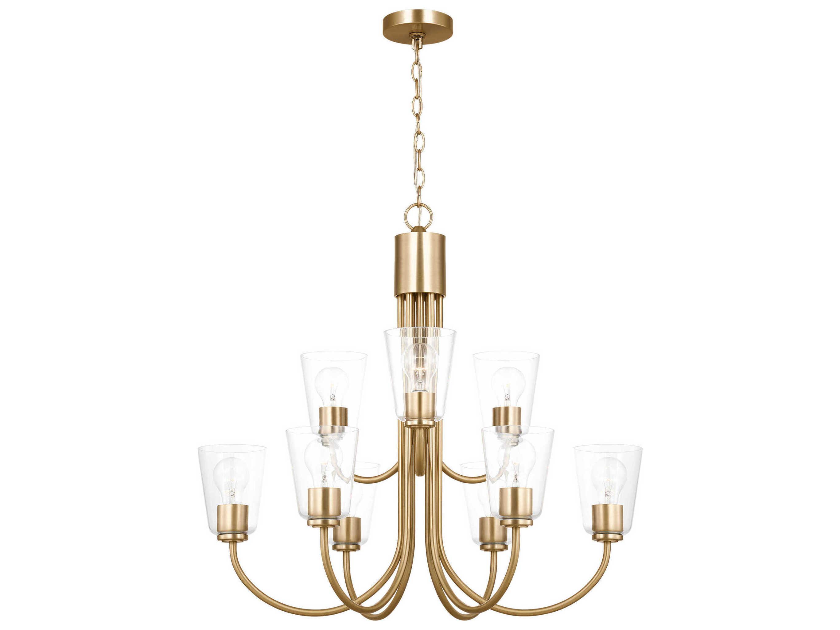 Generation Lighting Miles 9-Light Satin Brass Bell Chandelier