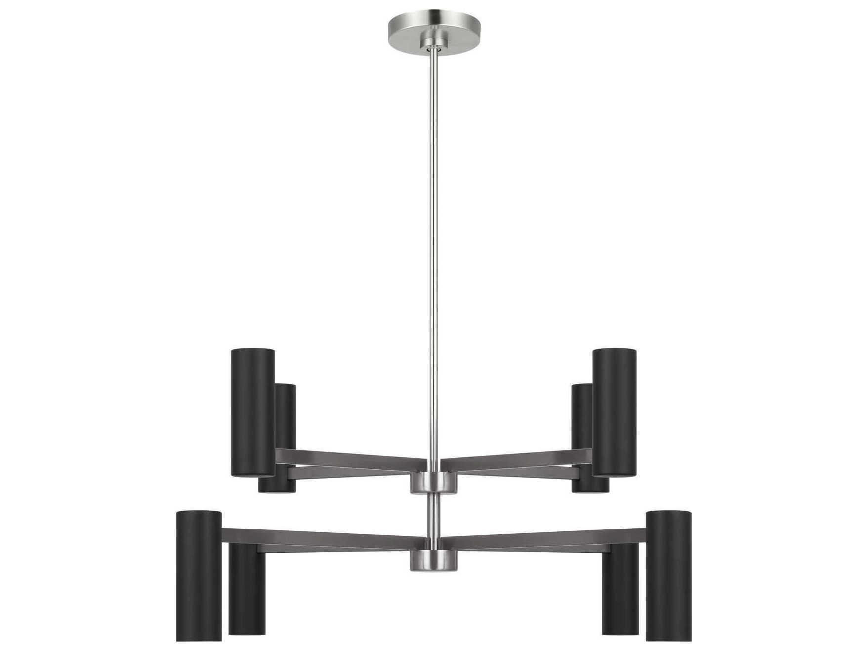 Generation Lighting Zentro 8-Light Brushed Nickel Black Cylinder Chandelier