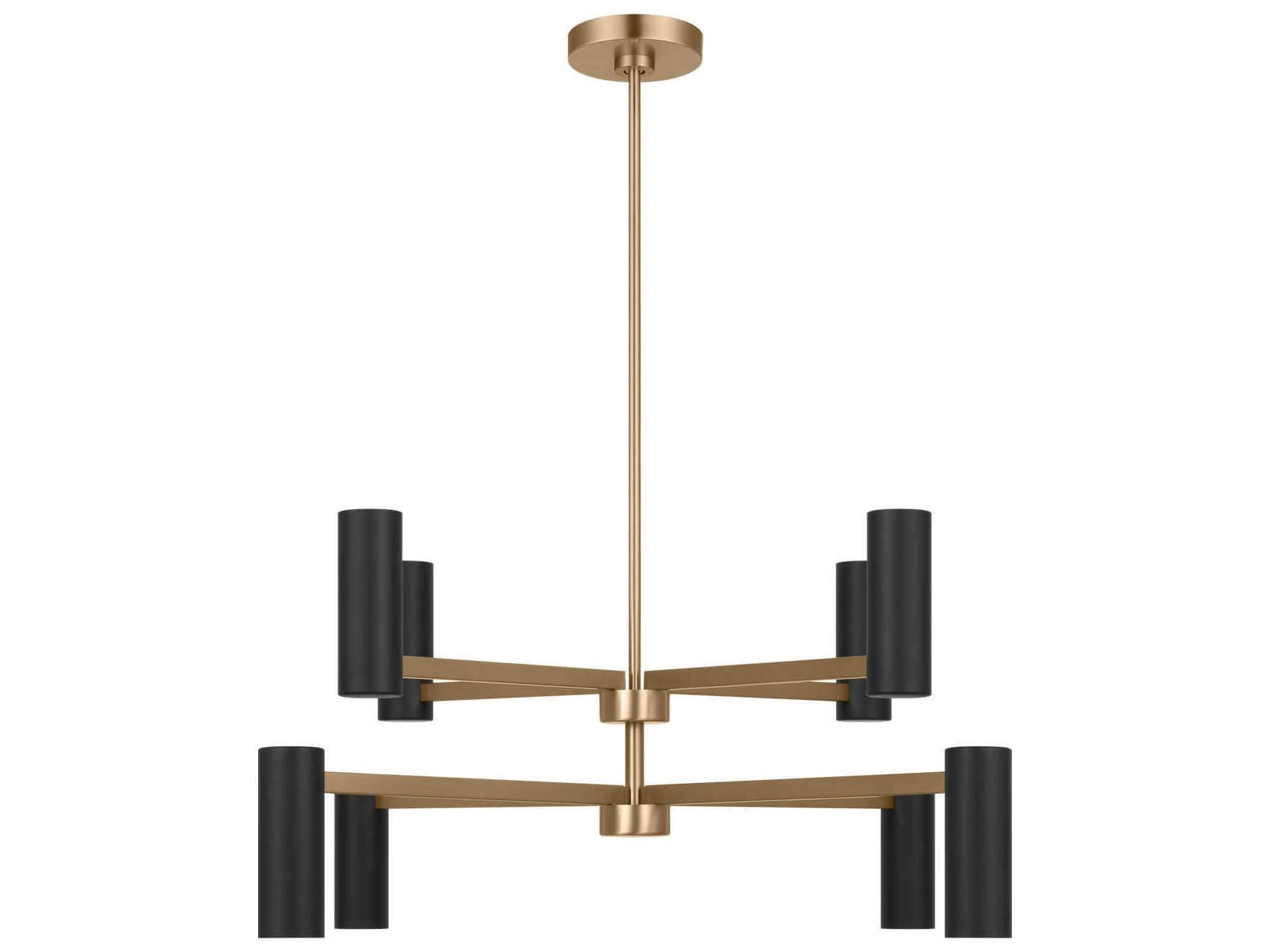 Generation Lighting Zentro 8-Light Satin Brass Cylinder Chandelier