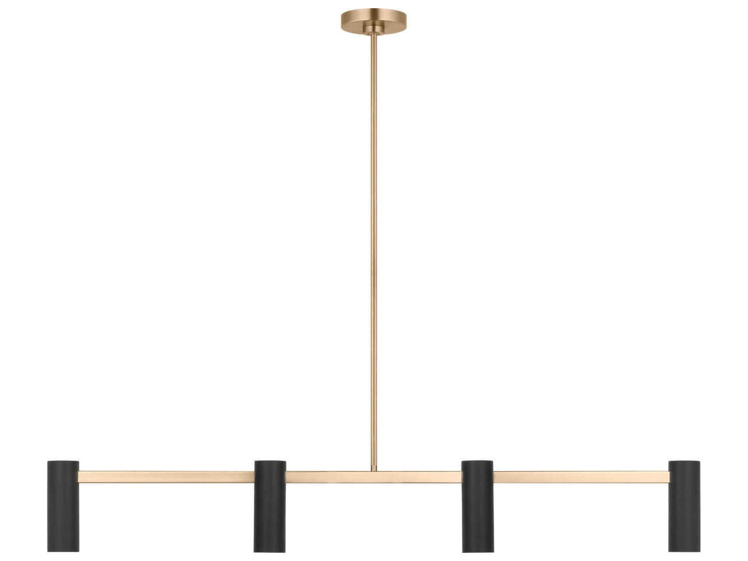 Generation Lighting Zentro 4-Light Satin Brass Cylinder Linear Island Pendant