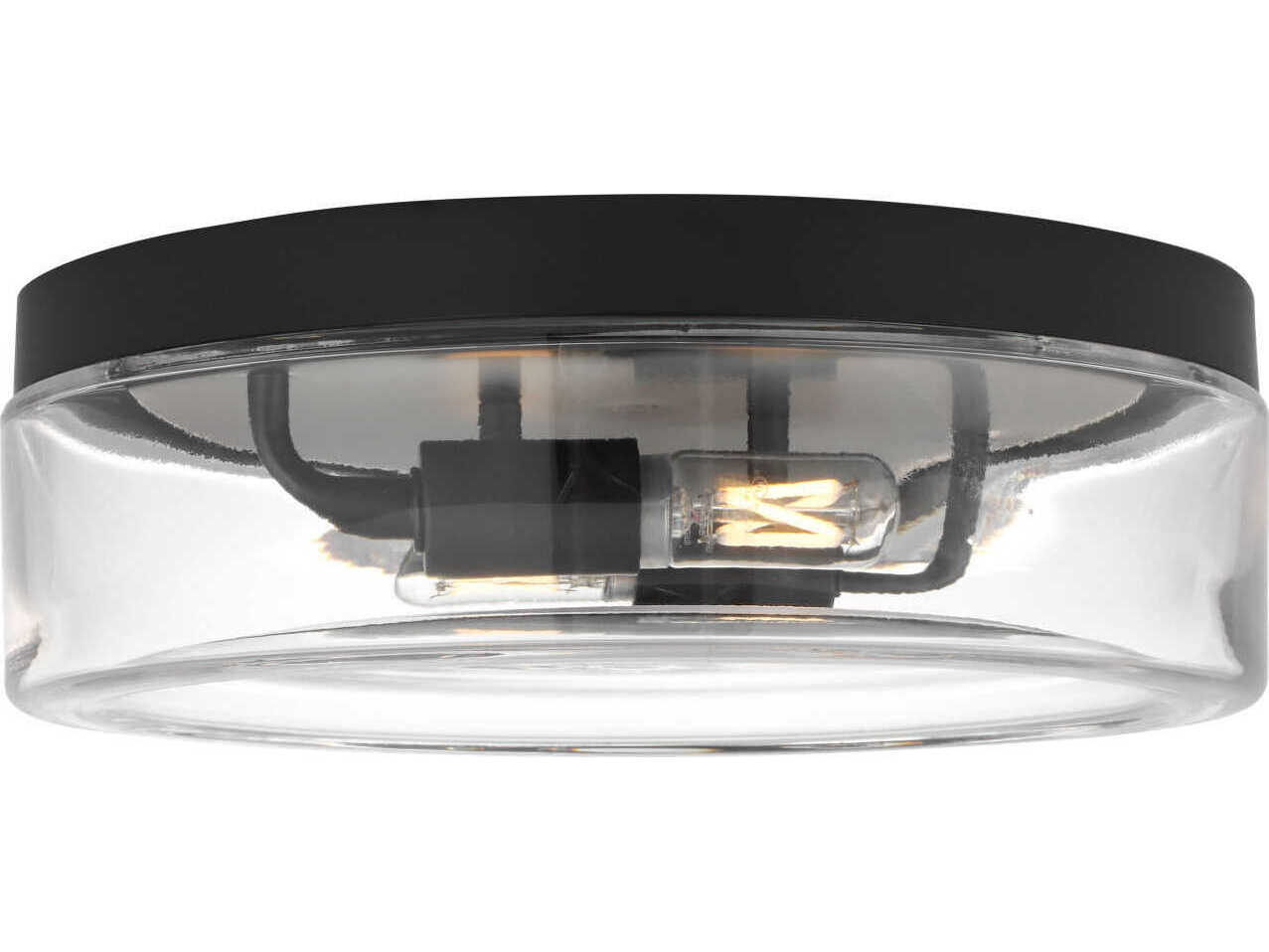 Generation Lighting Rhett 2-Light Midnight Black Round Flush Mount