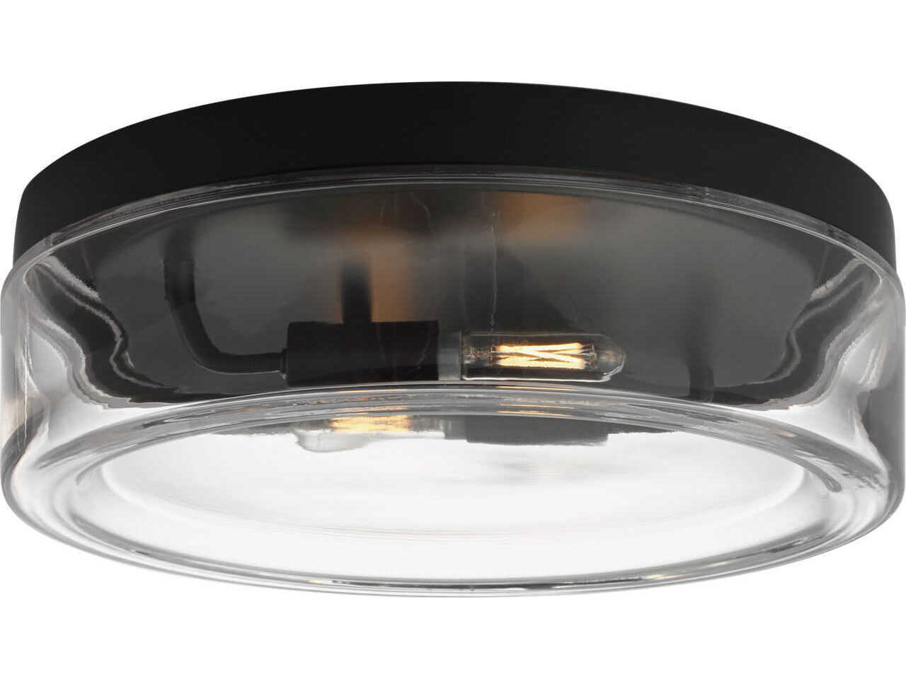 Generation Lighting Rhett 2-Light Midnight Black Round Flush Mount