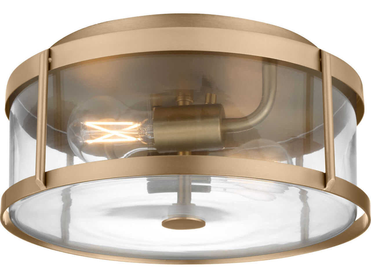 Generation Lighting Lumra 2-Light Satin Brass Round Flush Mount