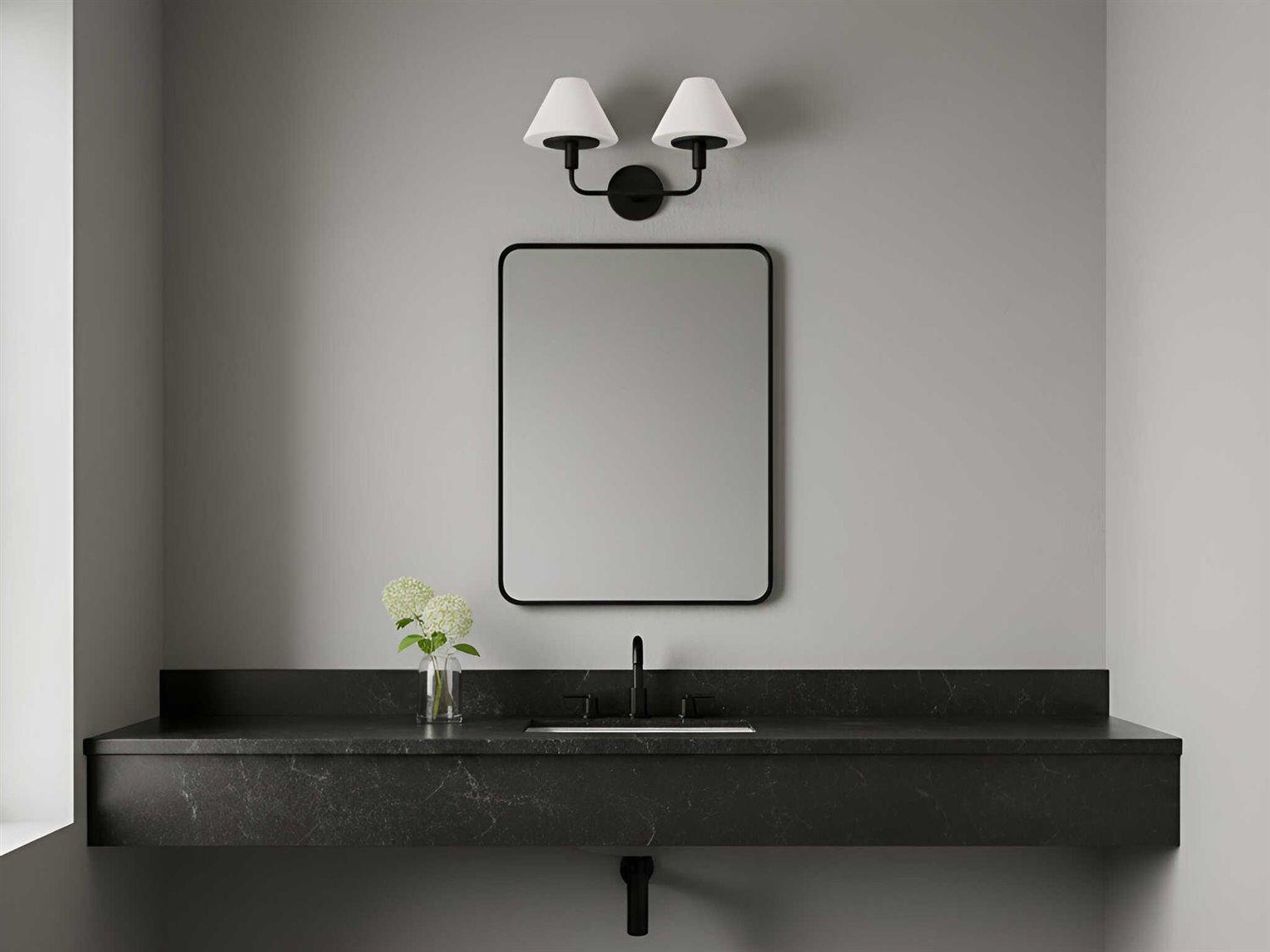 Generation Lighting Mendota 2-Light Midnight Black Wall Sconce