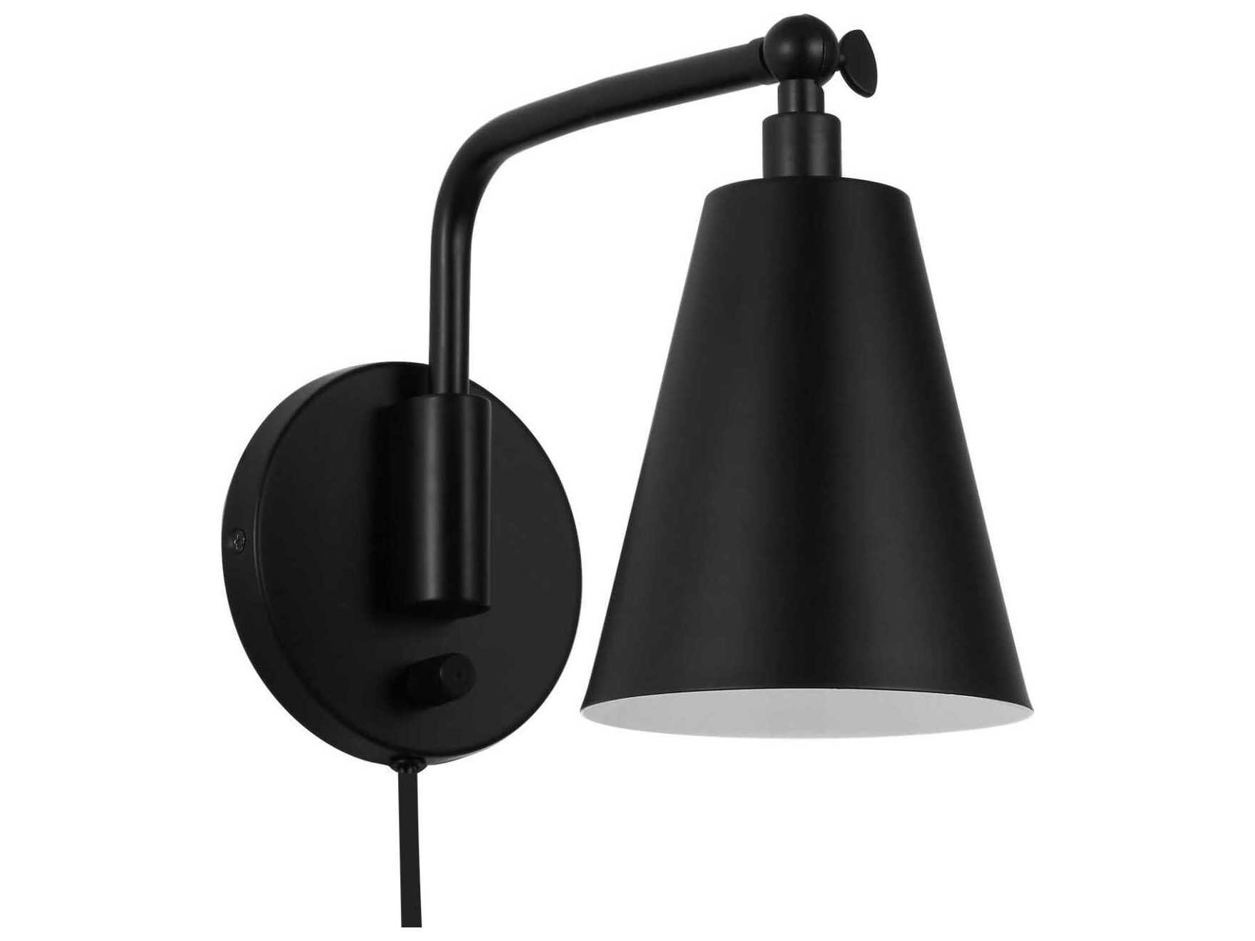 Generation Lighting Drae 1-Light Midnight Black Swing Wall Sconce