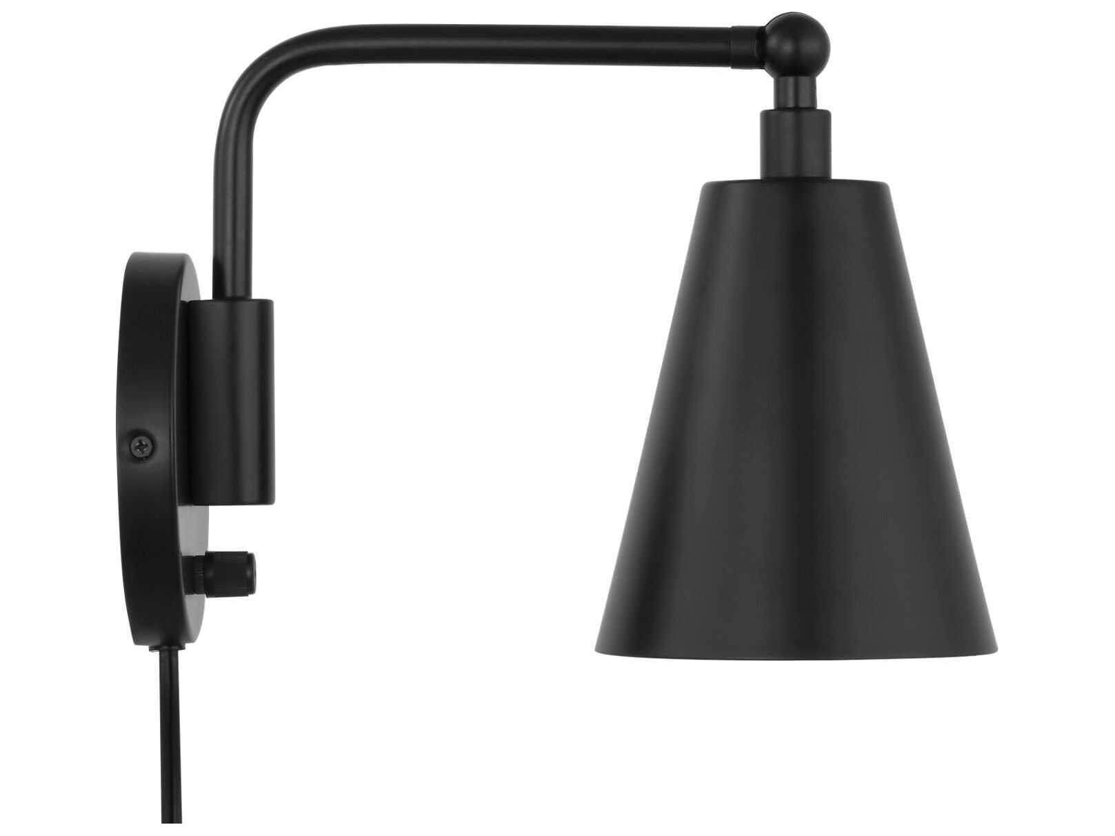 Generation Lighting Drae 1-Light Midnight Black Swing Wall Sconce