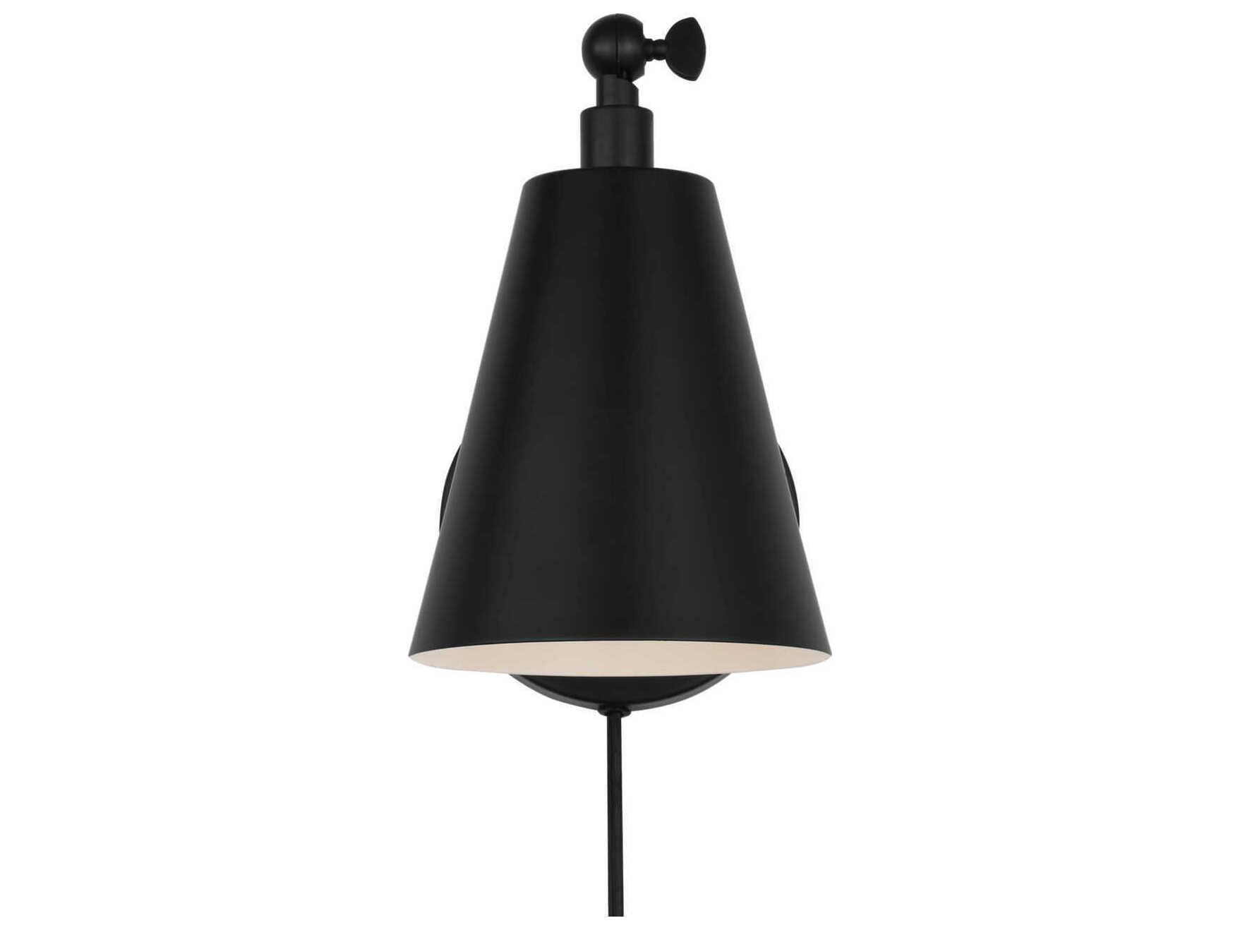 Generation Lighting Drae 1-Light Midnight Black Swing Wall Sconce