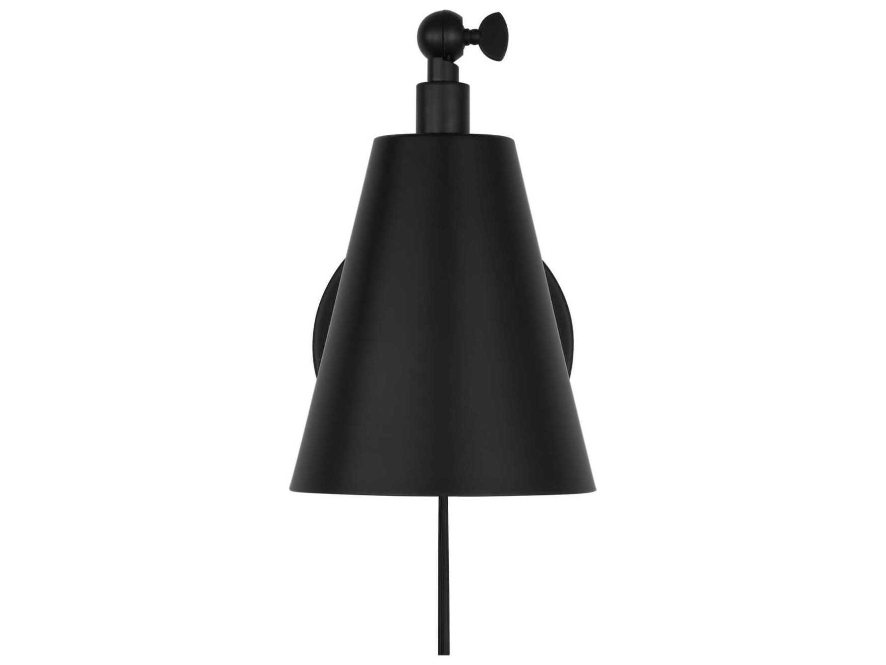 Generation Lighting Drae 1-Light Midnight Black Swing Wall Sconce