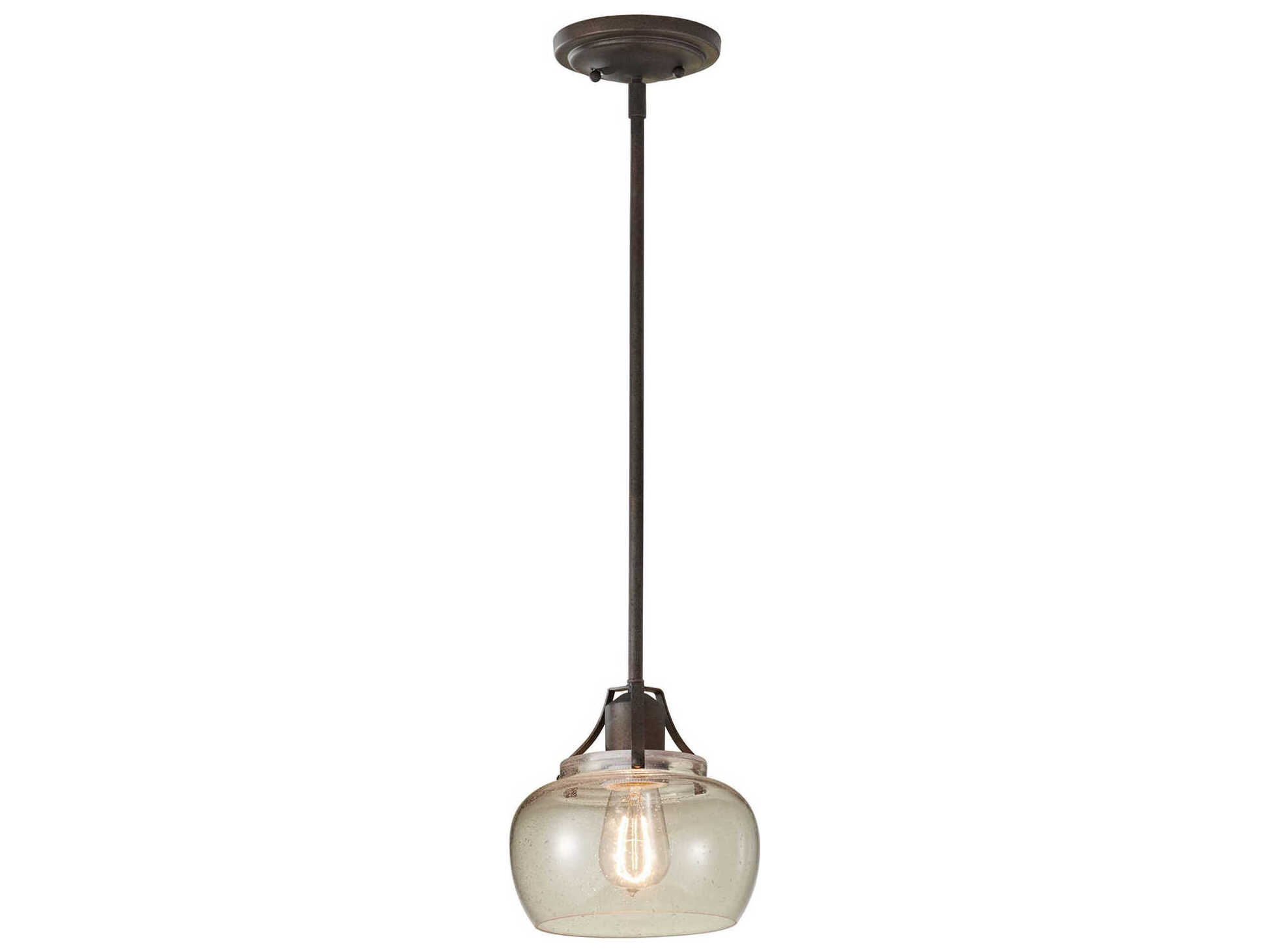 Generation Lighting Urban Renewal 1-Light Rustic Iron Brown Glass Mini Pendant
