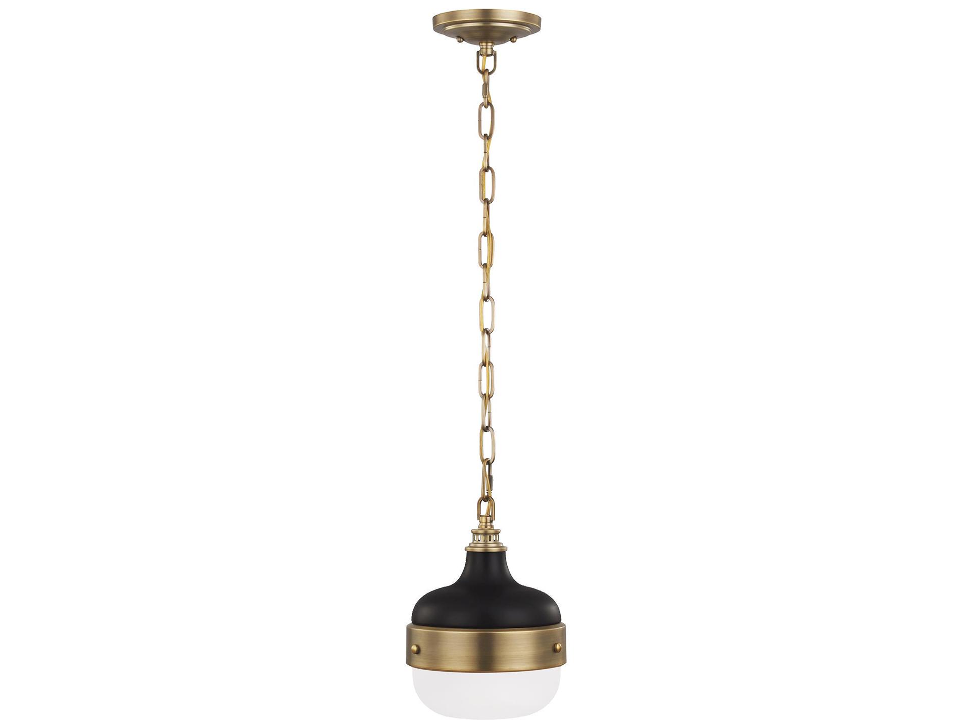 Generation Lighting Cadence 1-Light Dark Antique Brass Matte Black Mini Pendant