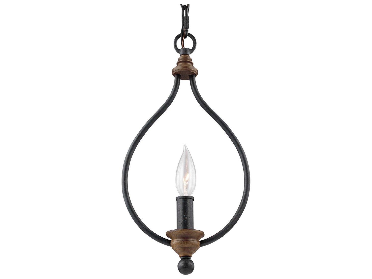 Generation Lighting Hartsville 1-Light Dark Weathered Zinc Oak Steel Mini Pendant