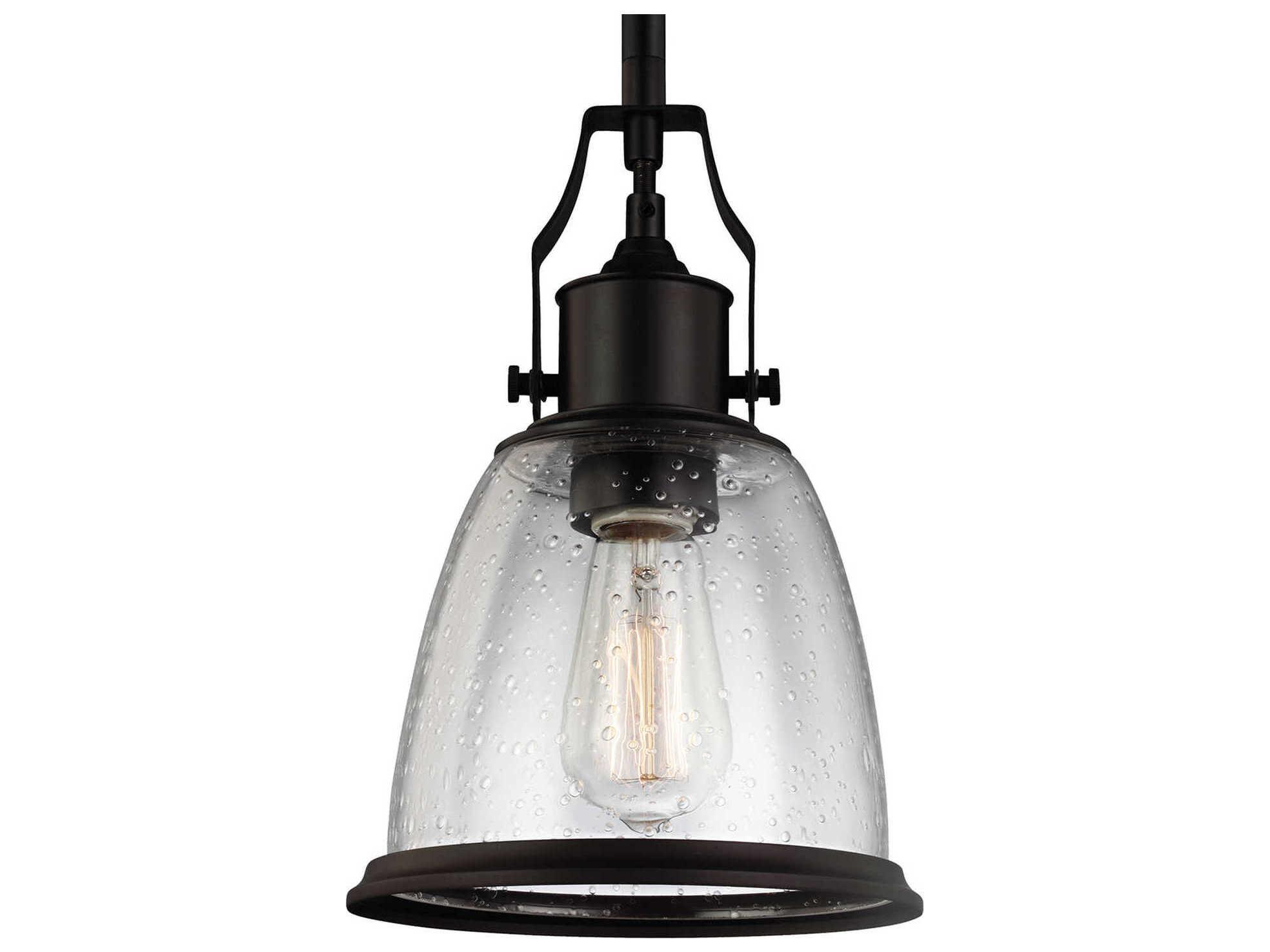Generation Lighting Hobson 1-Light Oil Rubbed Bronze Glass Bell Mini Pendant