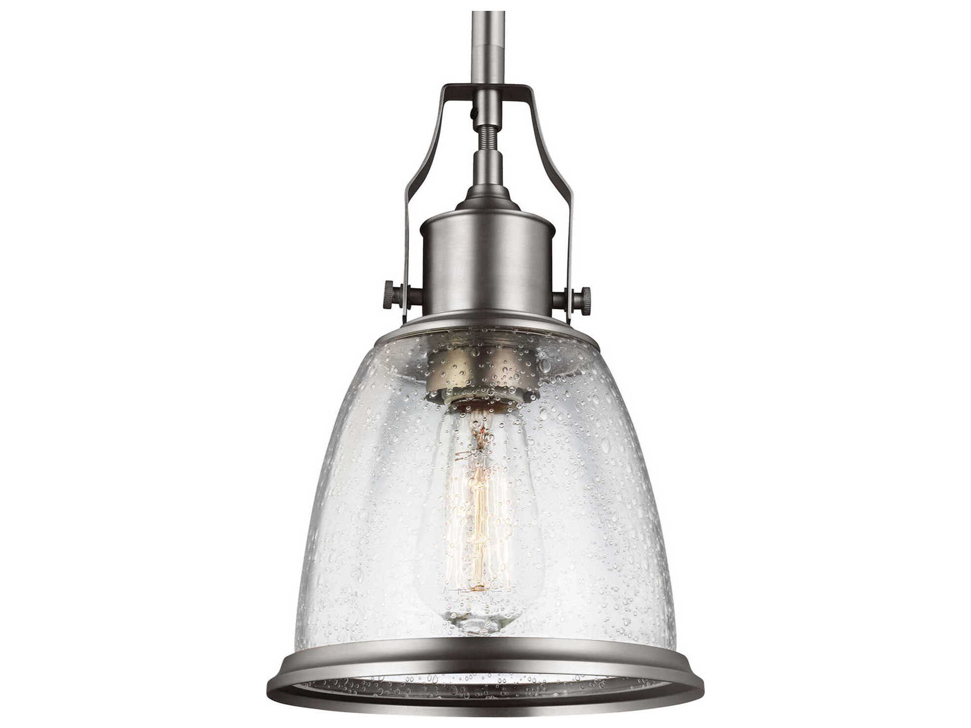Generation Lighting Hobson 1-Light Satin Nickel Glass Bell Mini Pendant