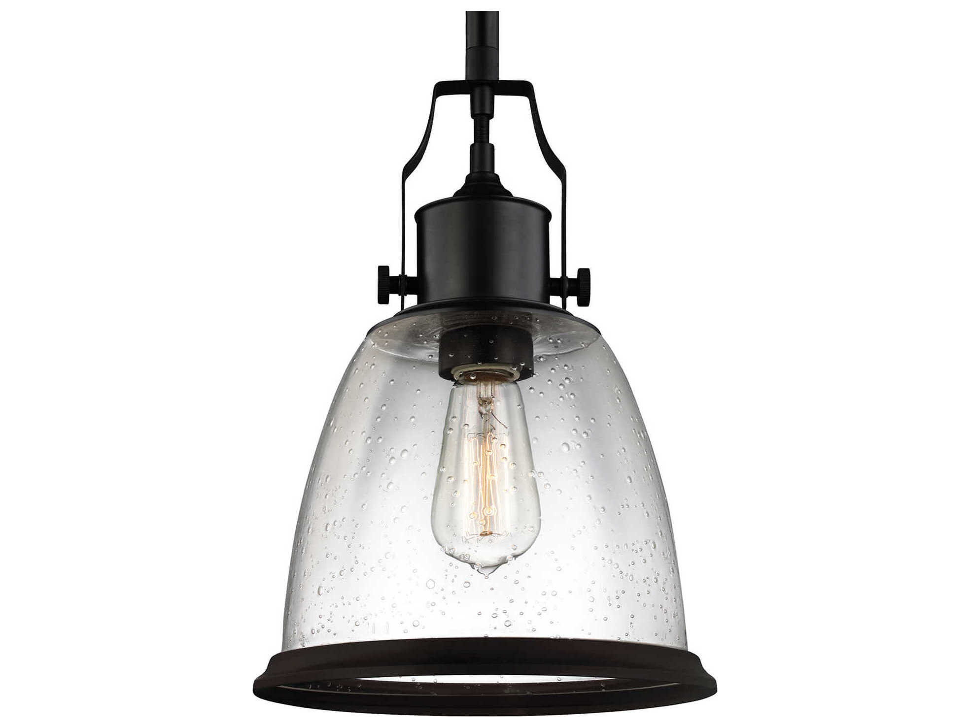 Generation Lighting Hobson 1-Light Oil Rubbed Bronze Glass Bell Mini Pendant