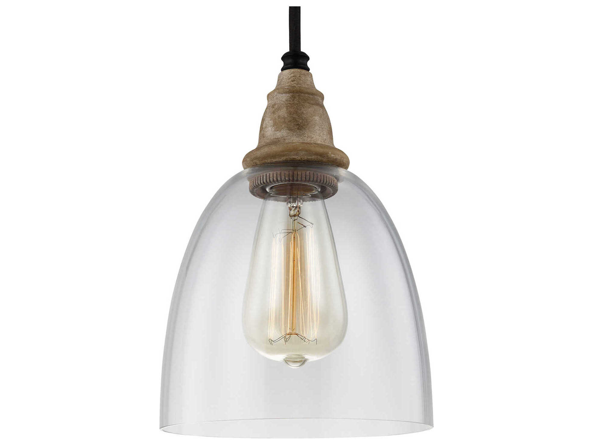 Generation Lighting Matrimonio 1-Light Driftwood Dark Weathered Zinc Brown Glass Bell Mini Pendant