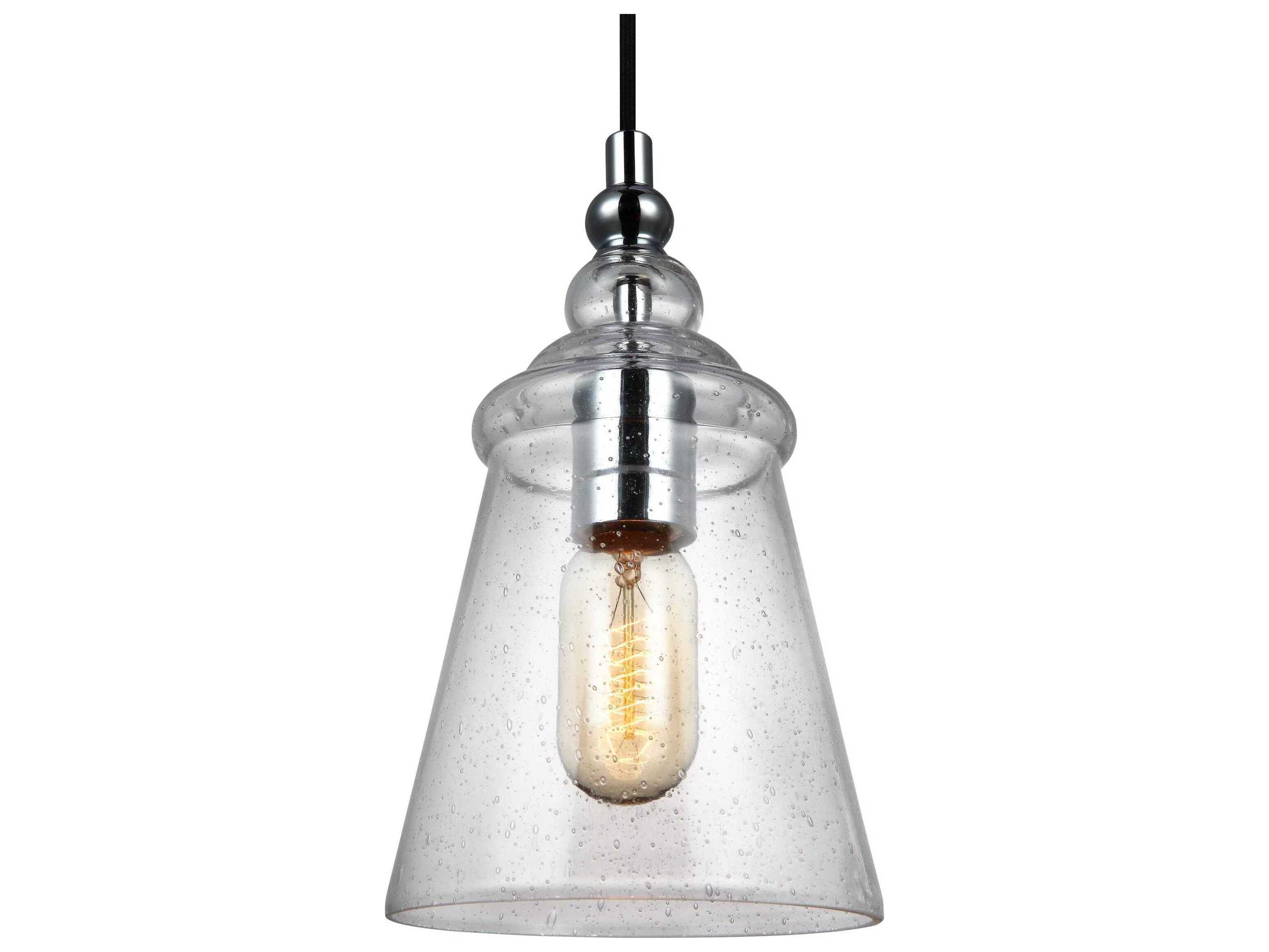Generation Lighting Loras 1-Light Chrome Glass Bell Mini Pendant