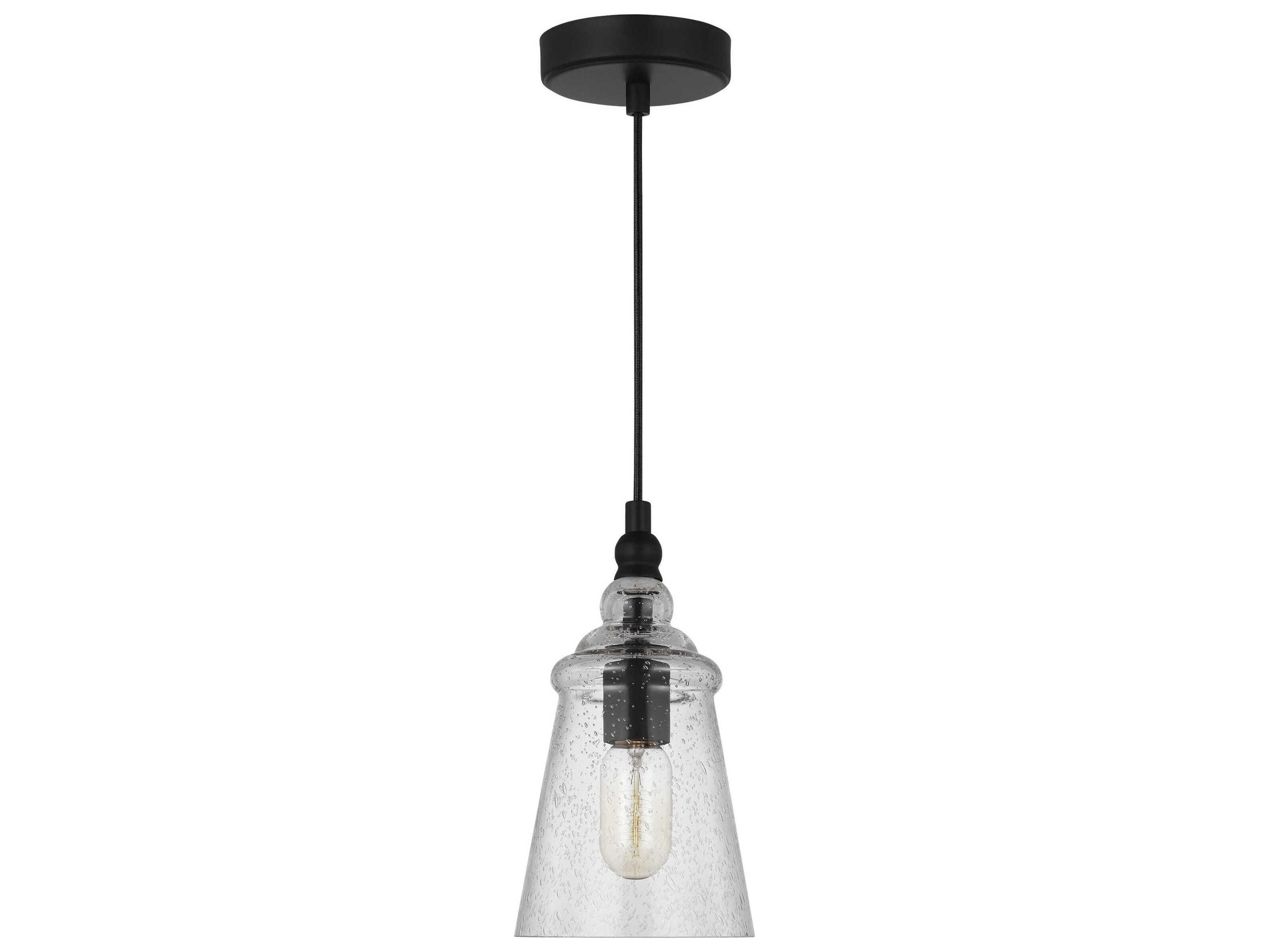 Generation Lighting Loras 1-Light Midnight Black Bell Mini Pendant