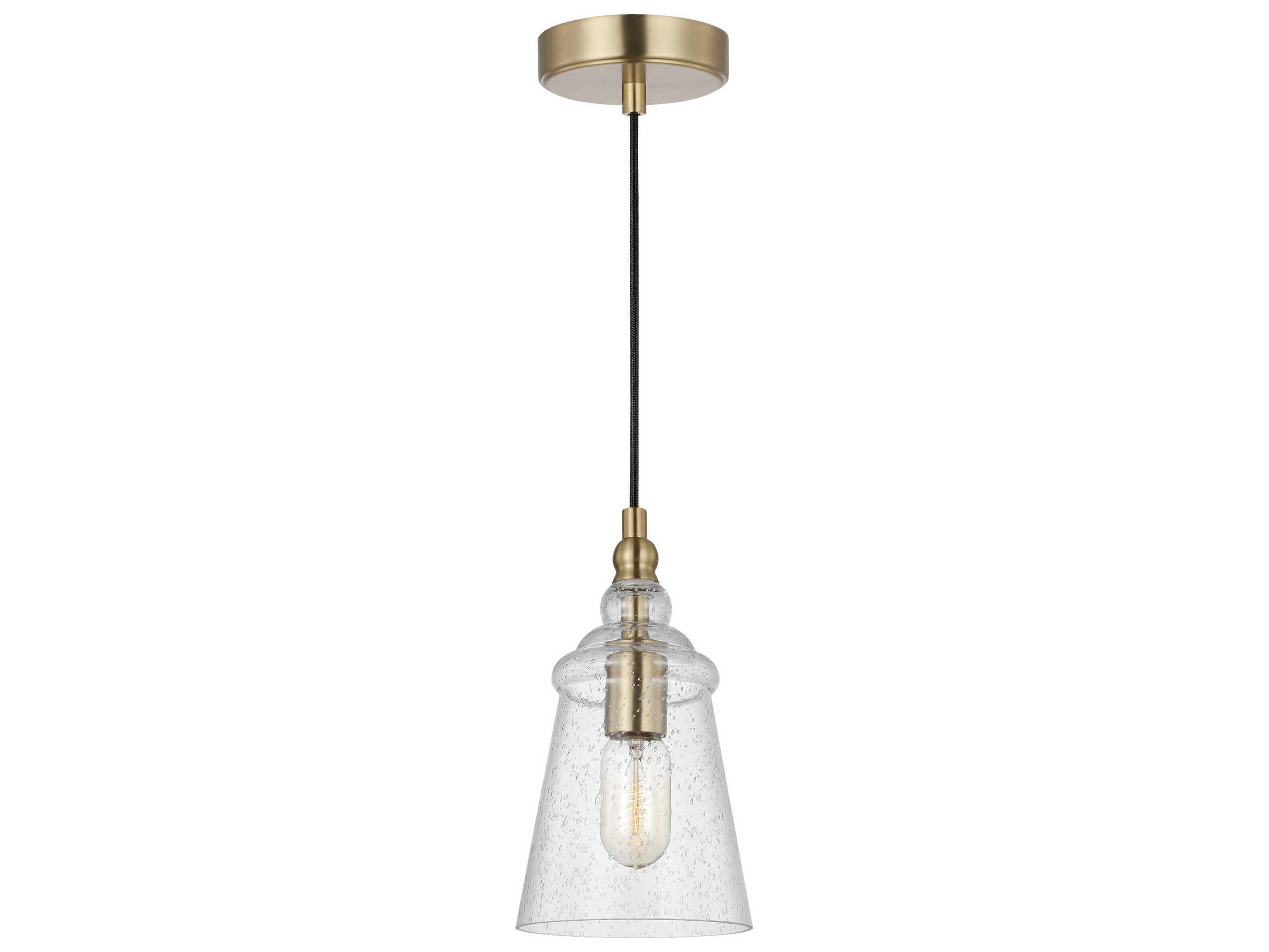 Generation Lighting Loras 1-Light Satin Brass Bell Mini Pendant