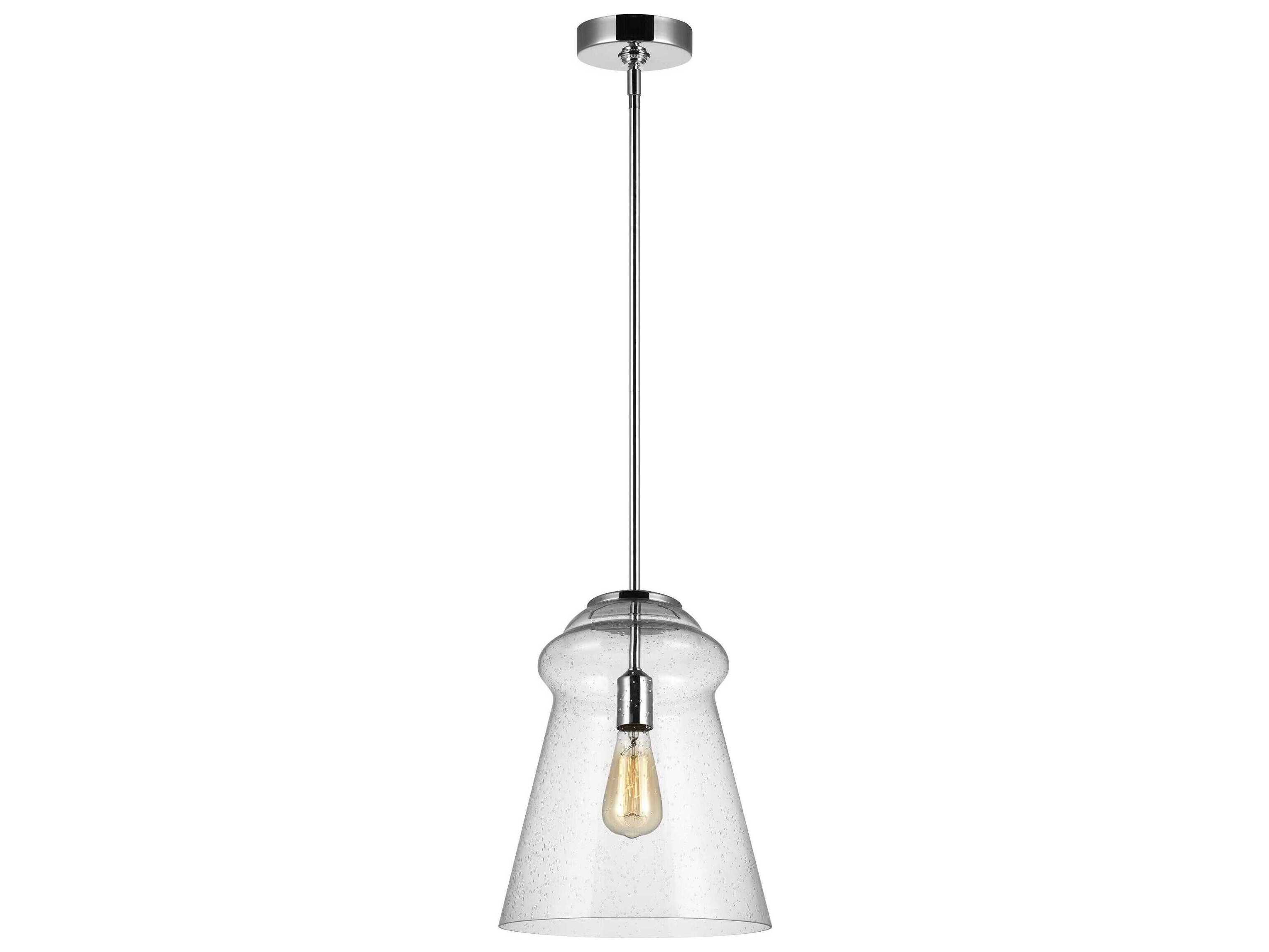 Generation Lighting Loras 1-Light Chrome Glass Bell Mini Pendant