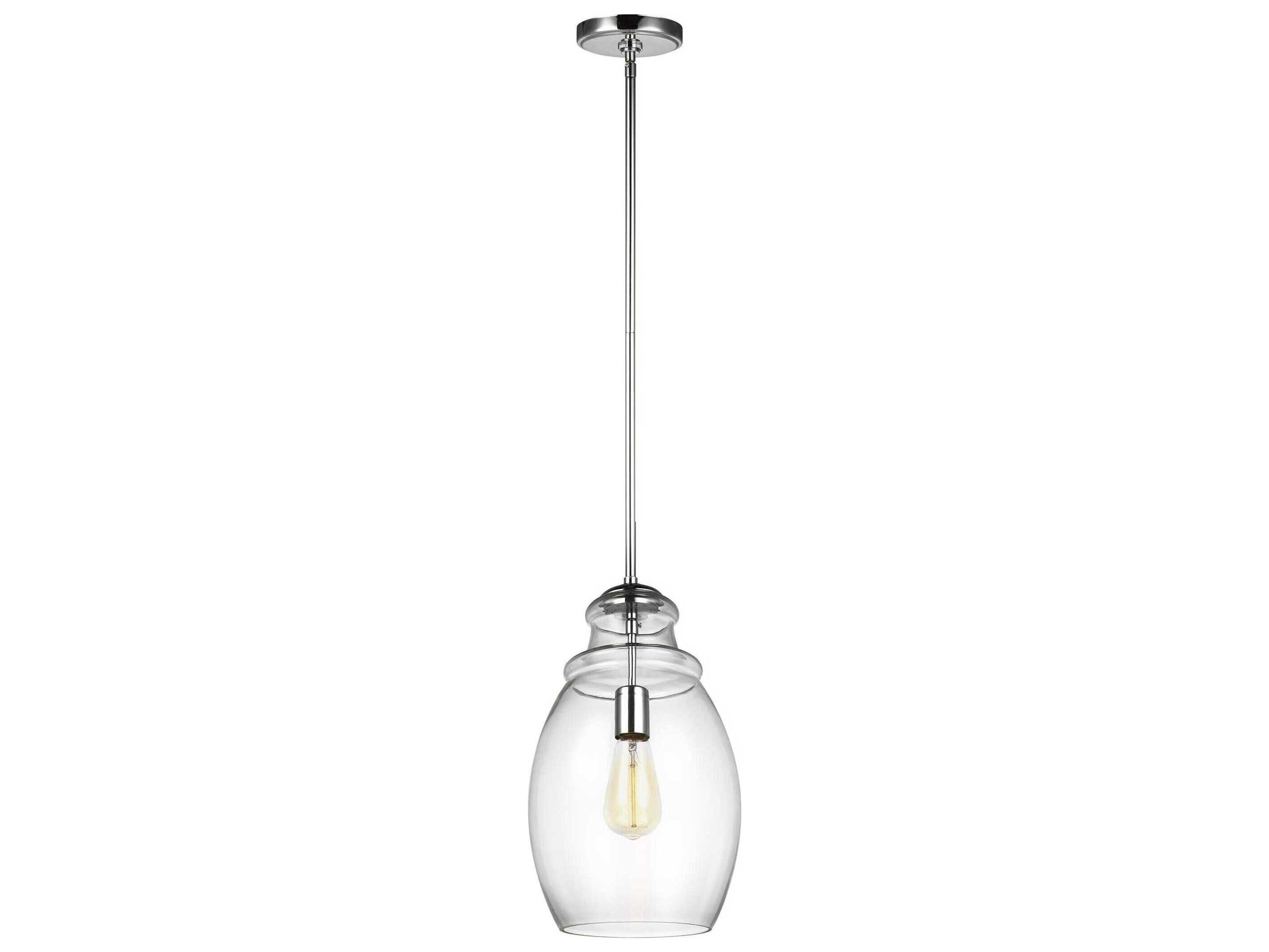 Generation Lighting Marino 1-Light Chrome Glass Bell Mini Pendant