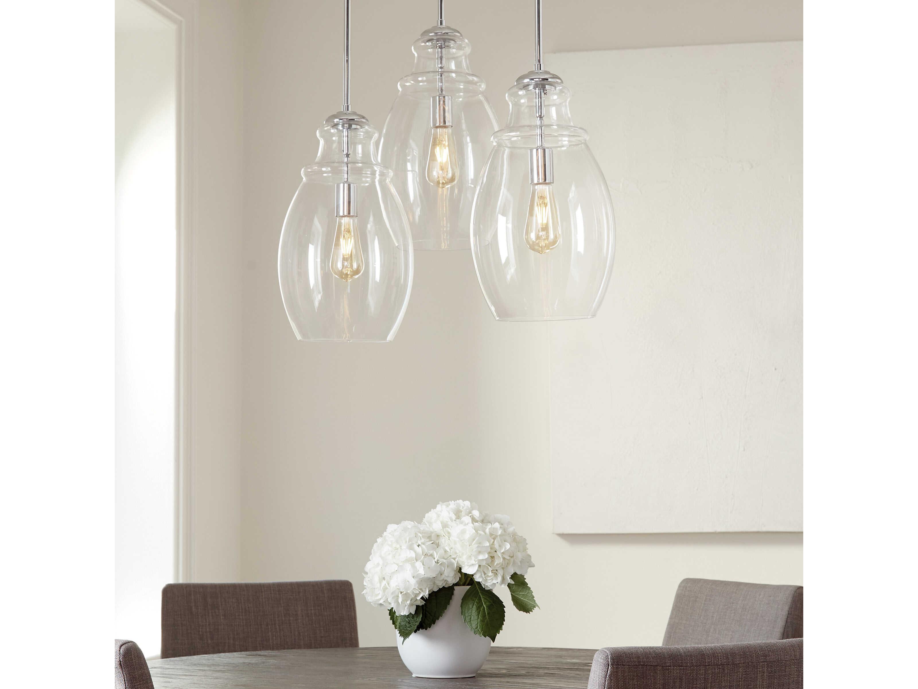 Generation Lighting Marino 1-Light Chrome Glass Bell Mini Pendant