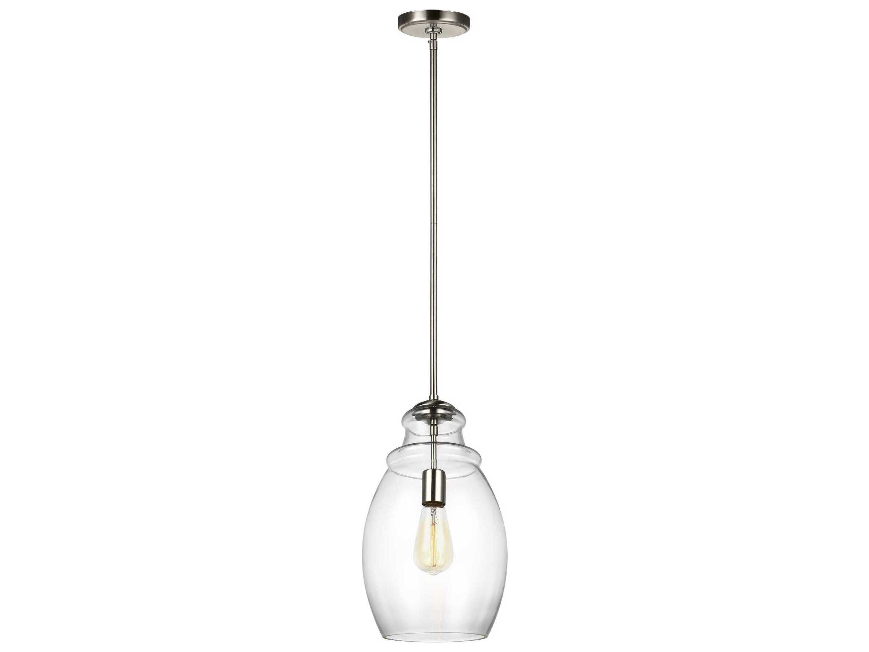 Generation Lighting Marino 1-Light Satin Nickel Glass Bell Mini Pendant