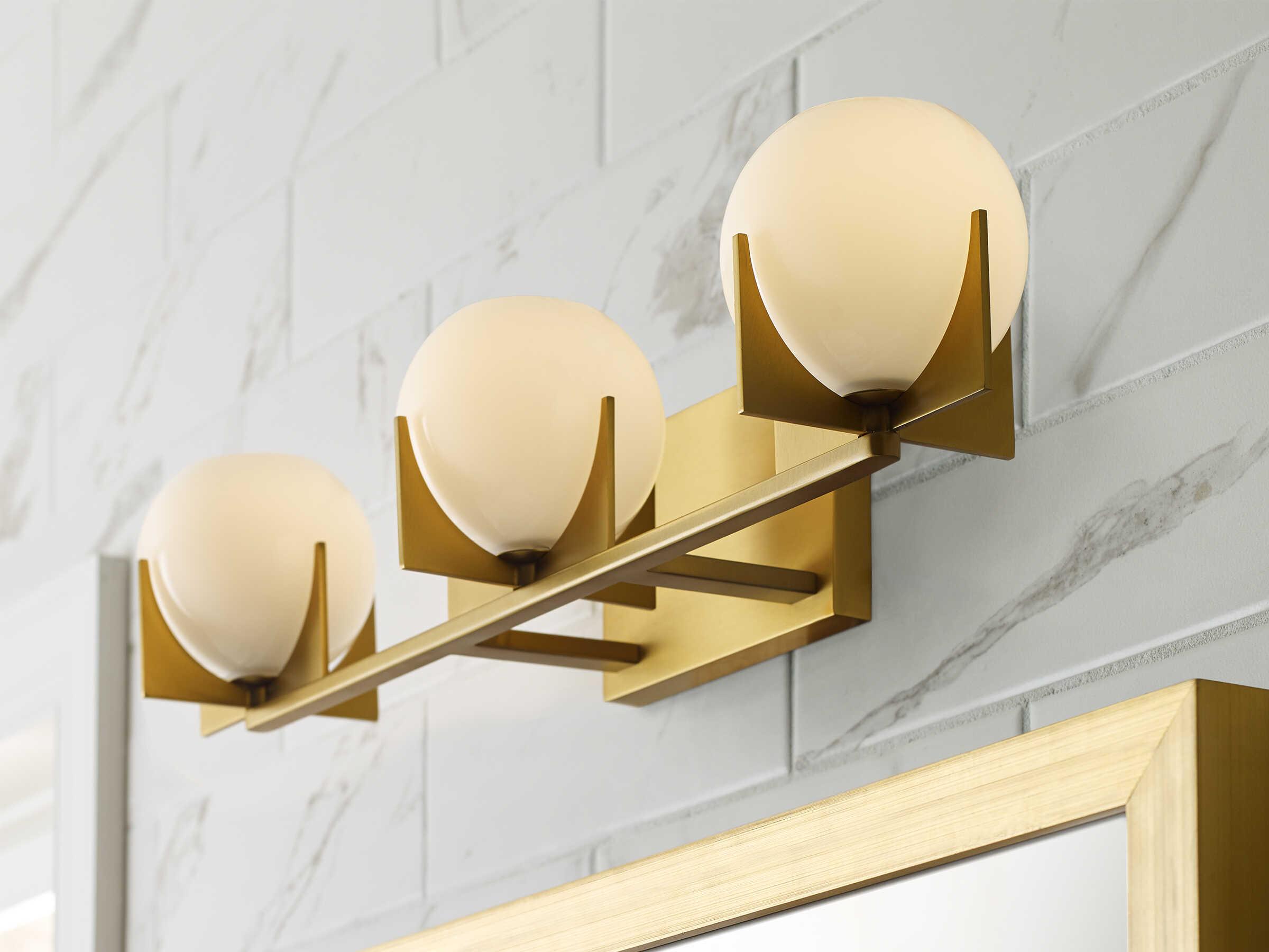 Generation Lighting Abbott 3-Light Burnished Brass Glass LED Vanity Light