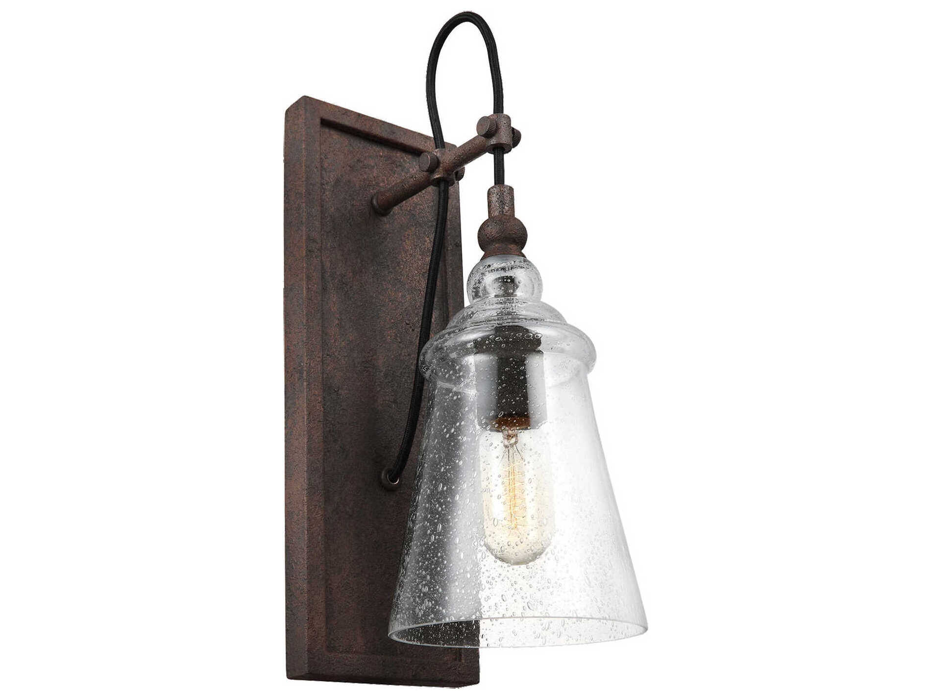 Generation Lighting Loras 1-Light Dark Weathered Iron Brown Glass Wall Sconce