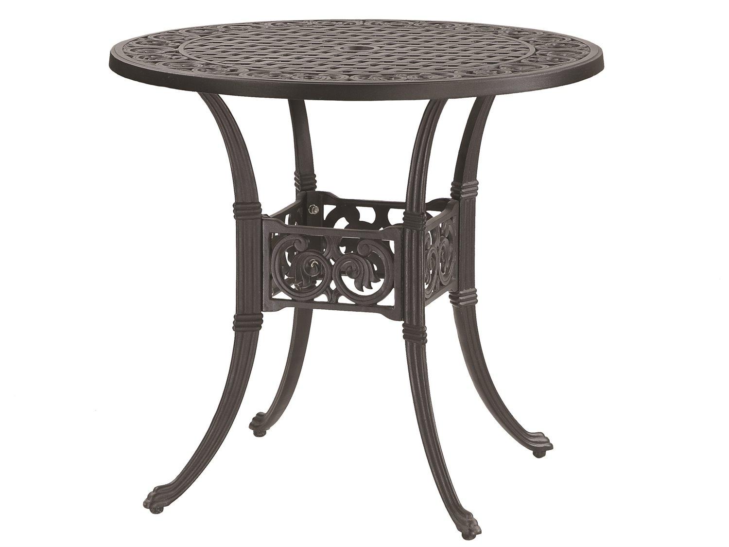 Gensun Michigan Cast Aluminum Round Outdoor Patio Dining Table with Umbrella Hole