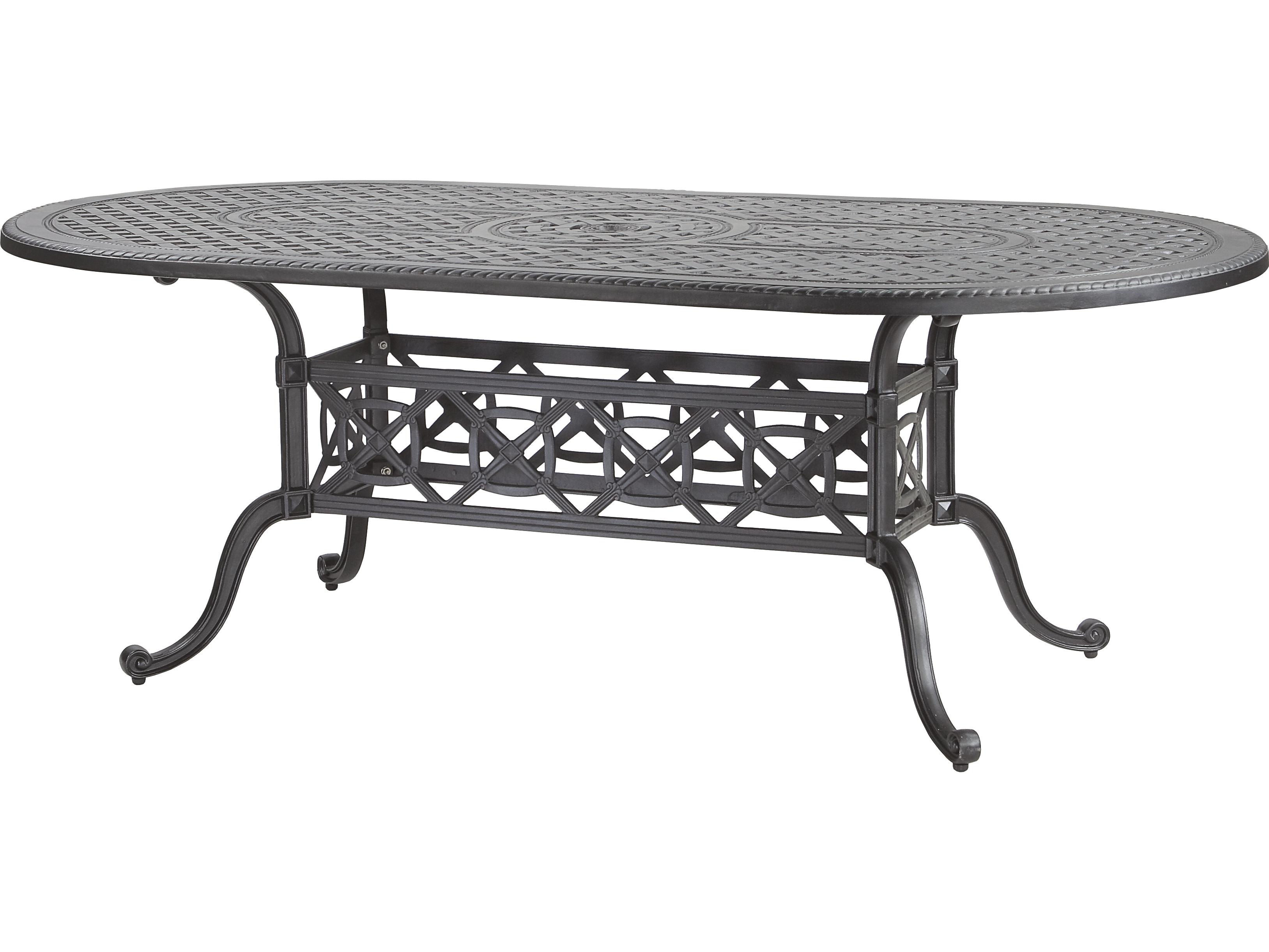 Gensun Grand Terrace Cast Aluminum Oval Outdoor Patio Dining Table with Umbrella Hole