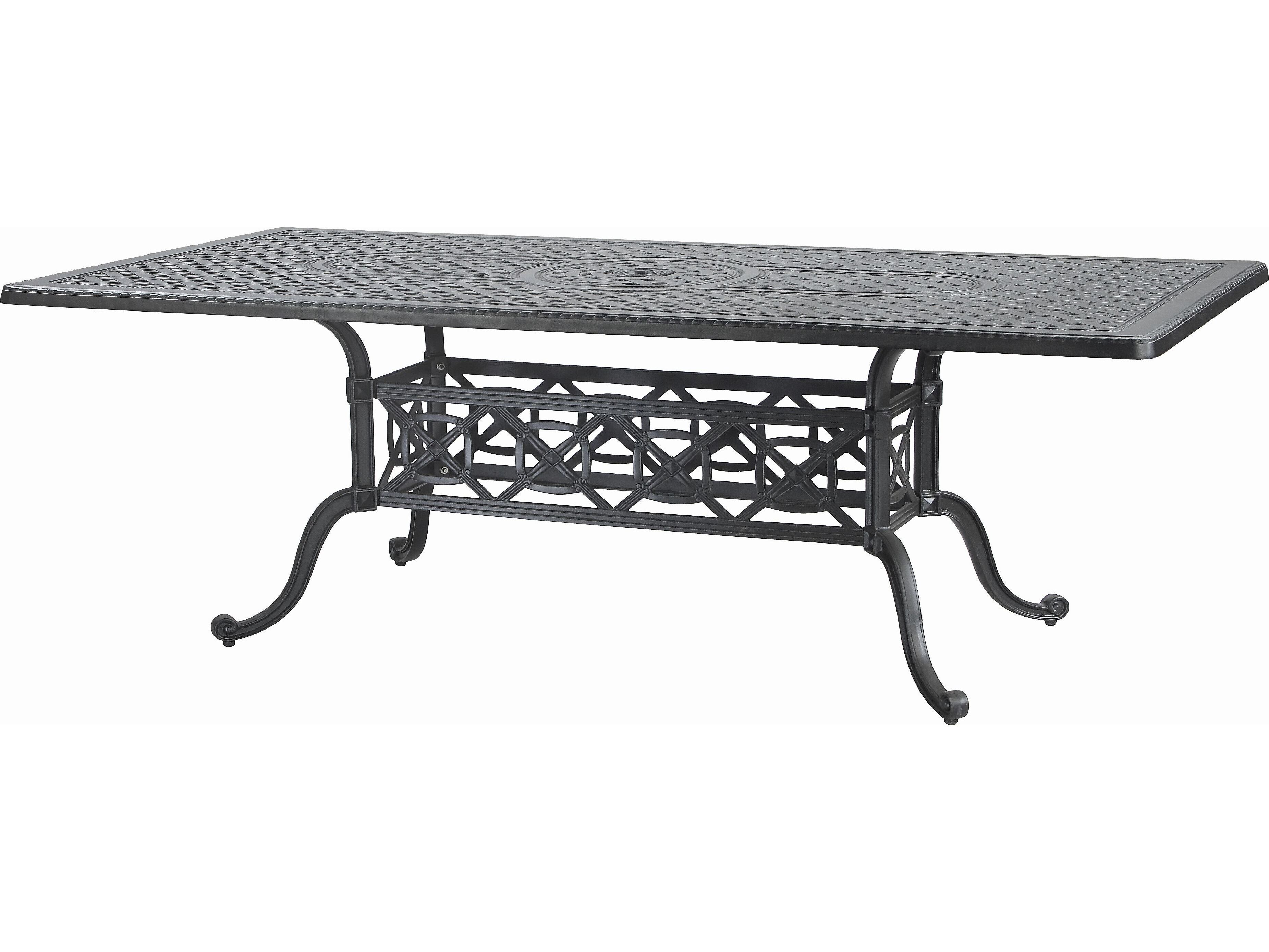 Gensun Grand Terrace Cast Aluminum Rectangular Outdoor Dining Table with Umbrella Hole