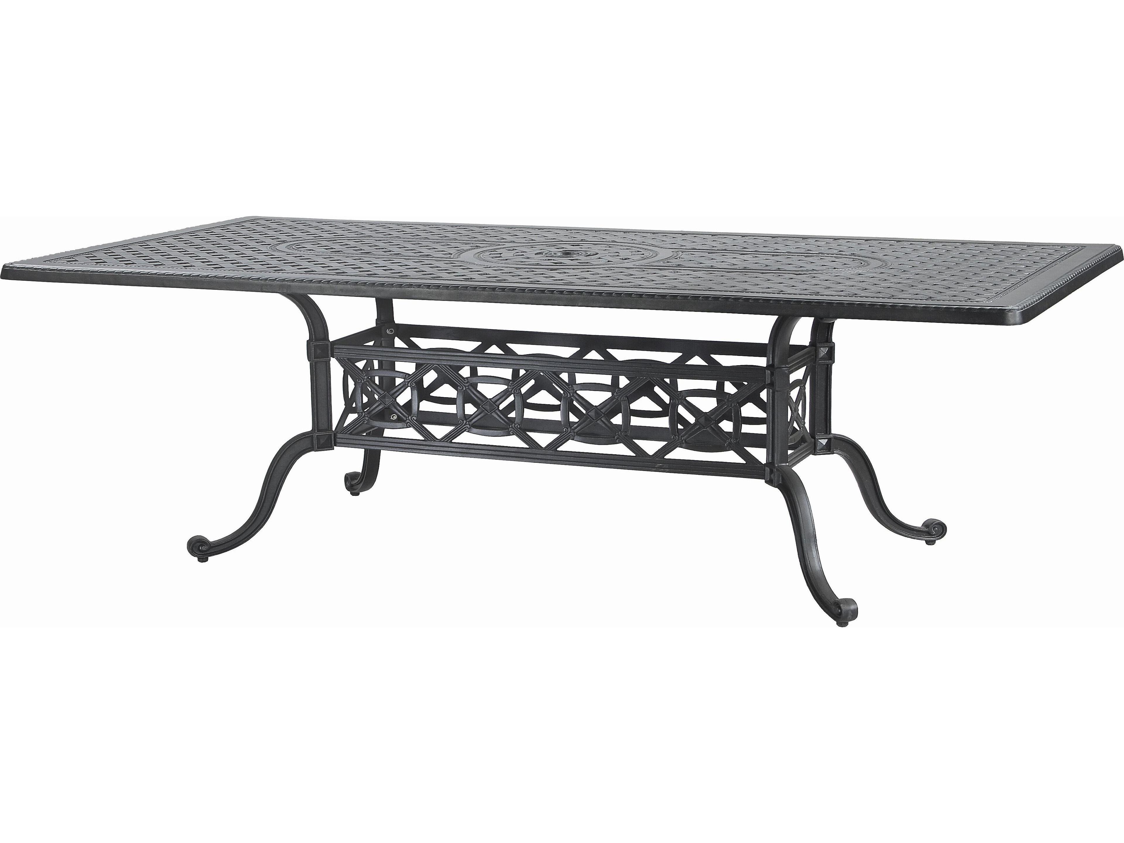 Gensun Grand Terrace Cast Aluminum Rectangular Outdoor Patio Dining Table with Umbrella Hole