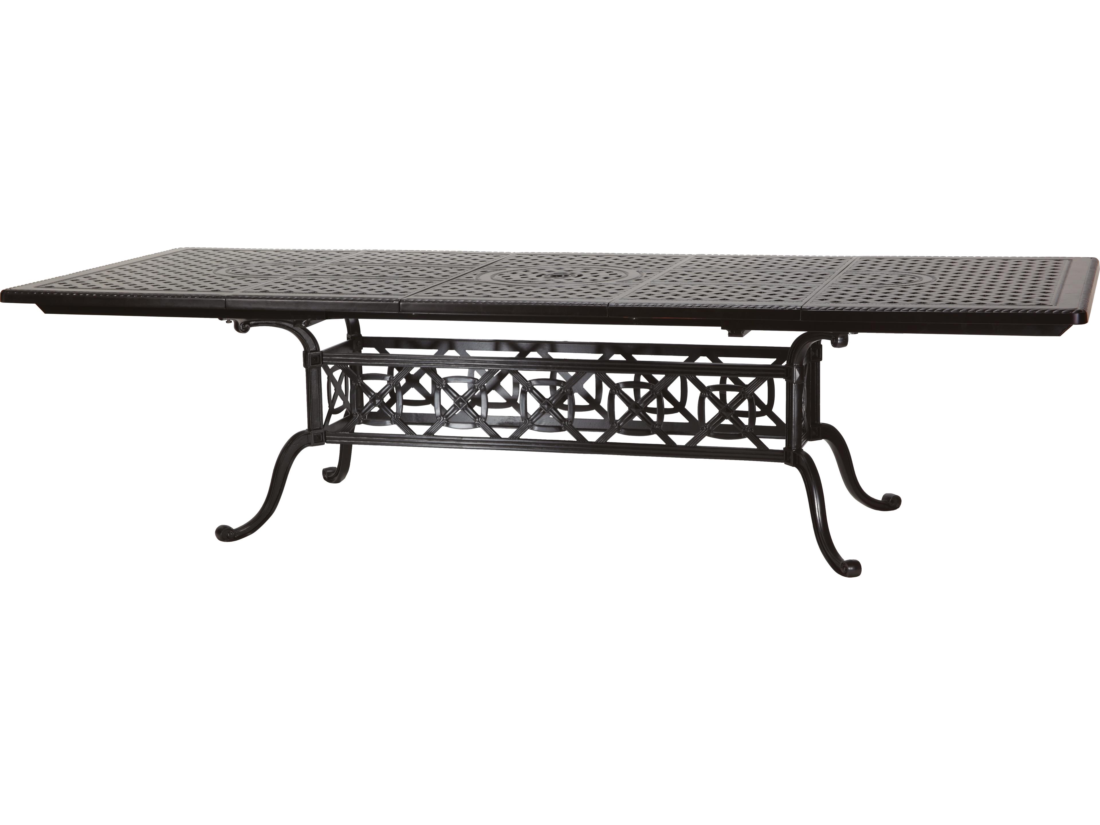 Gensun Grand Terrace Cast Aluminum Rectangular Extendable Outdoor Patio Dining Table with Umbrella Hole