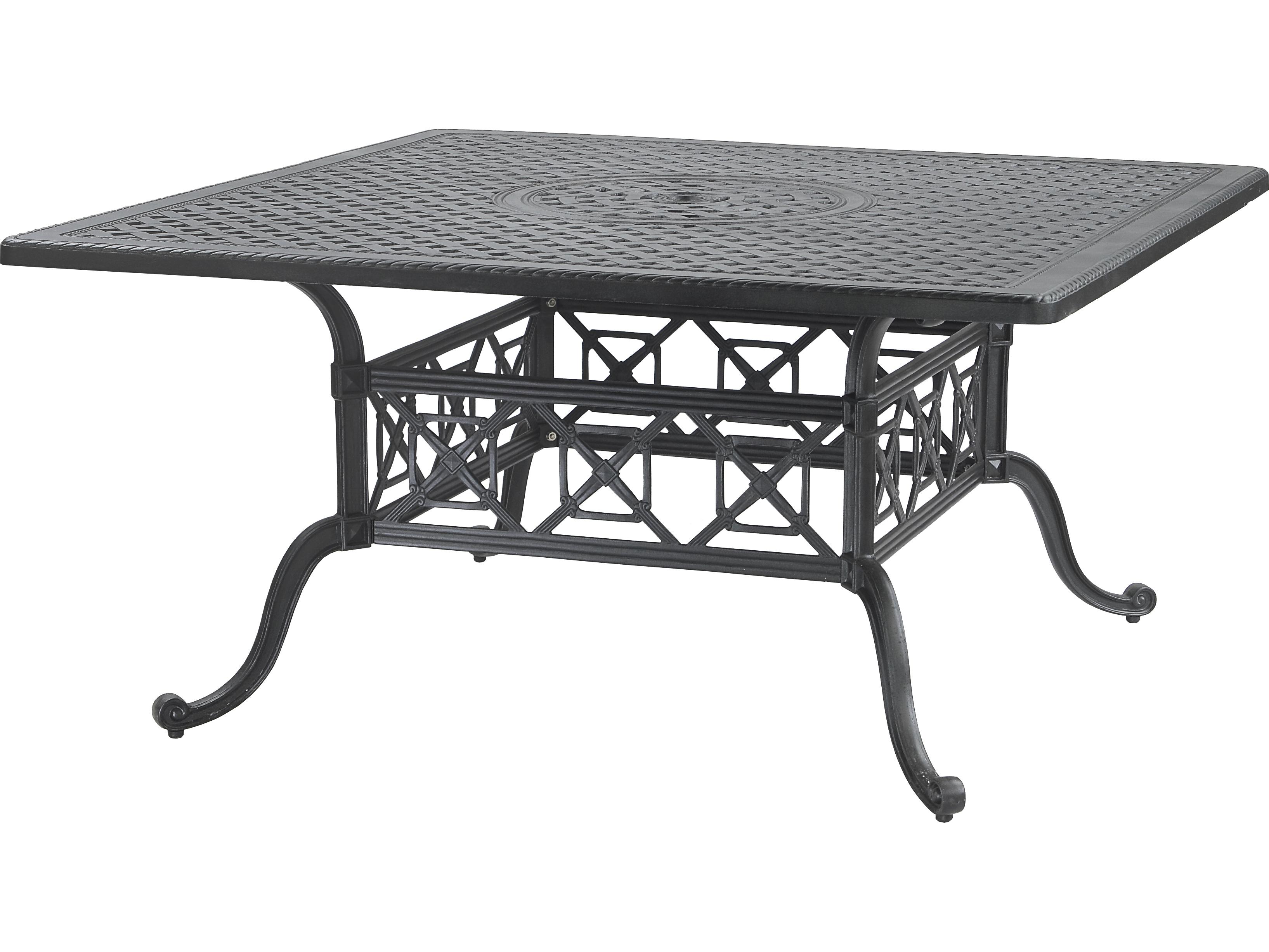 Gensun Grand Terrace Cast Aluminum Square Outdoor Patio Dining Table with Umbrella Hole