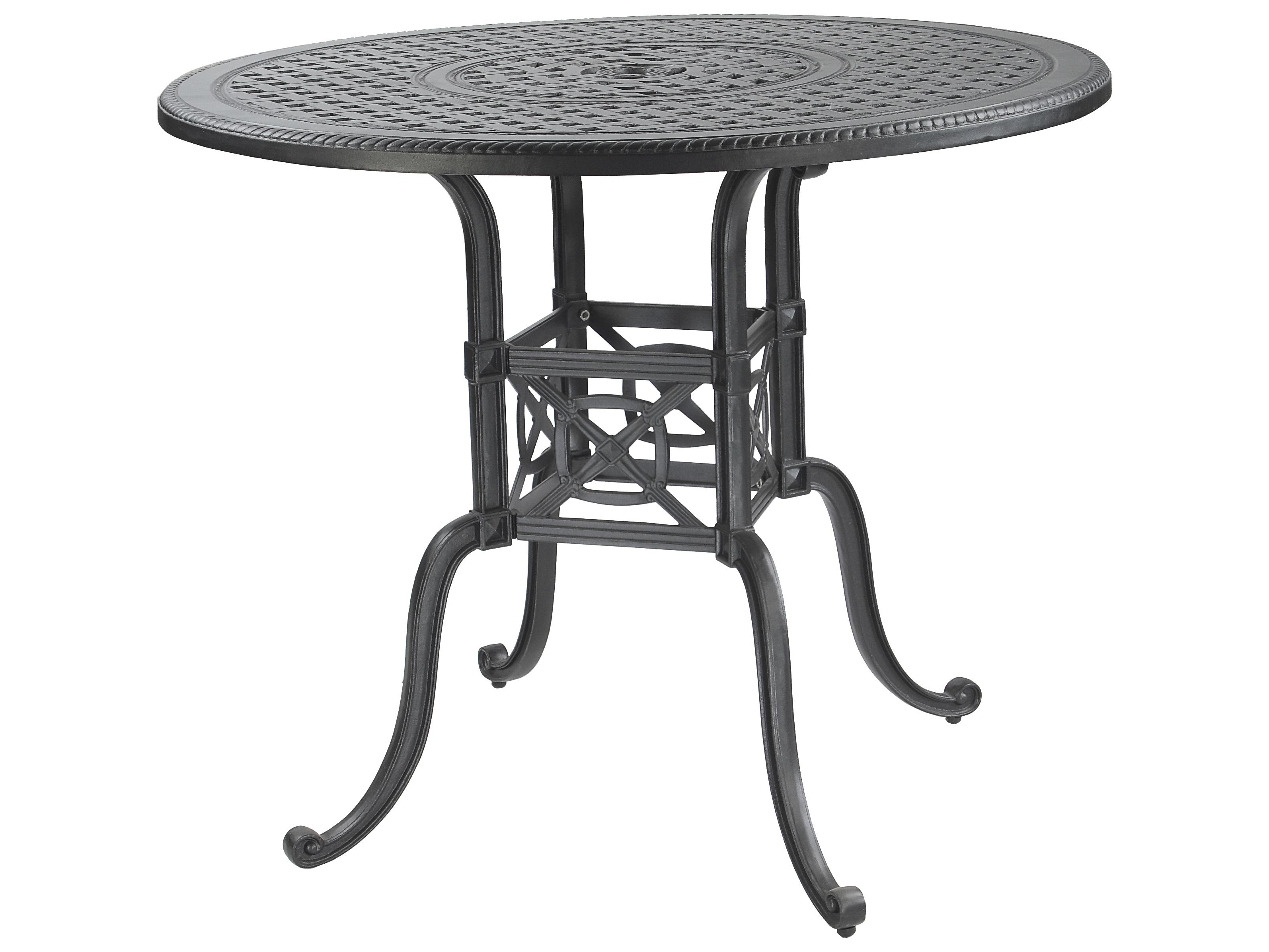 Gensun Grand Terrace Cast Aluminum Round Outdoor Bar Table with Umbrella Hole
