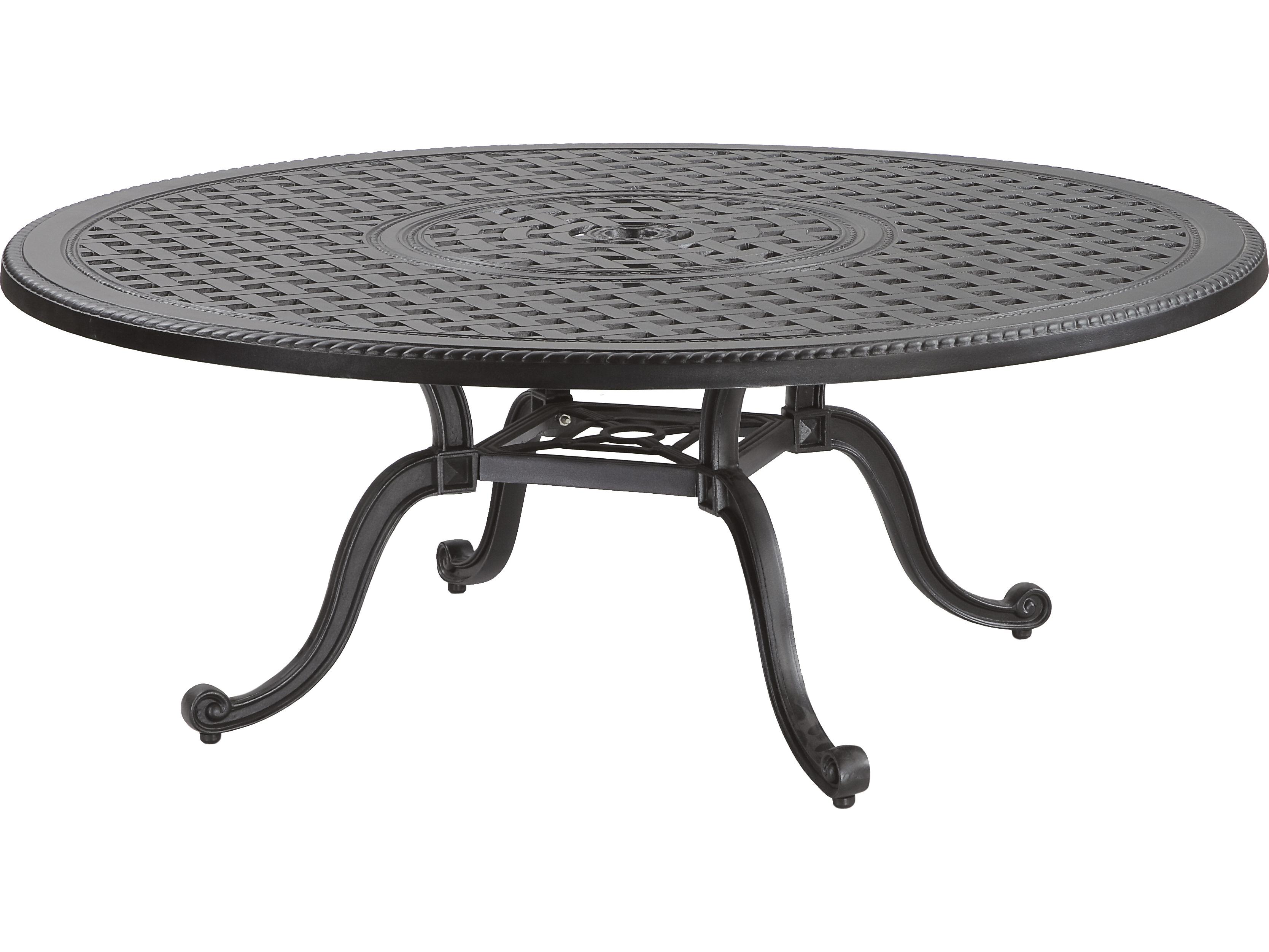 Gensun Grand Terrace Cast Aluminum Round Patio Chat Table with Umbrella Hole