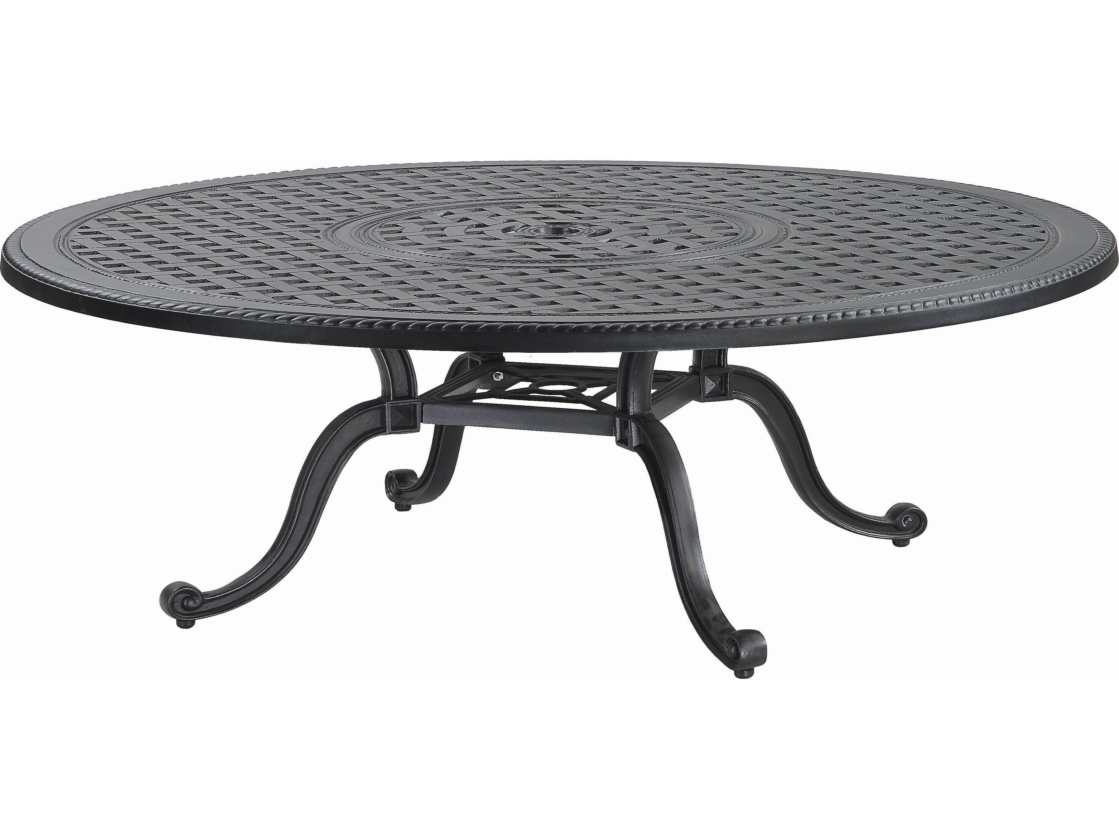 Gensun Grand Terrace Cast Aluminum Round Outdoor Patio Chat Table with Umbrella Hole