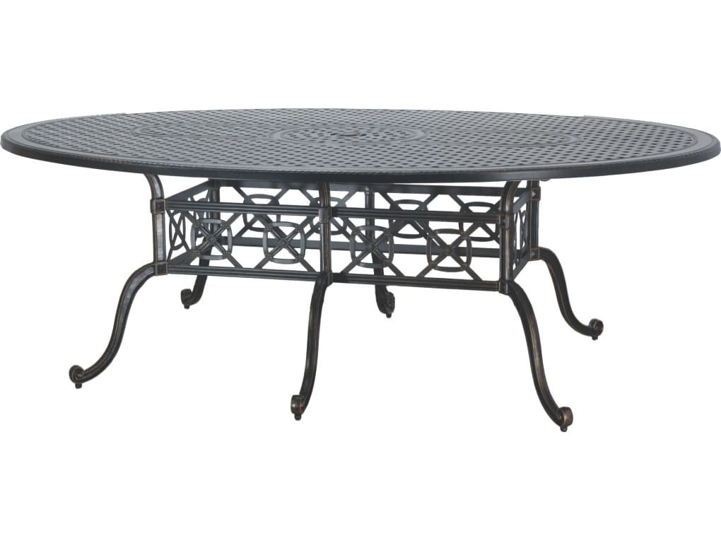 Gensun Grand Terrace Cast Aluminum Geo Outdoor Patio Bar Table with Umbrella Hole