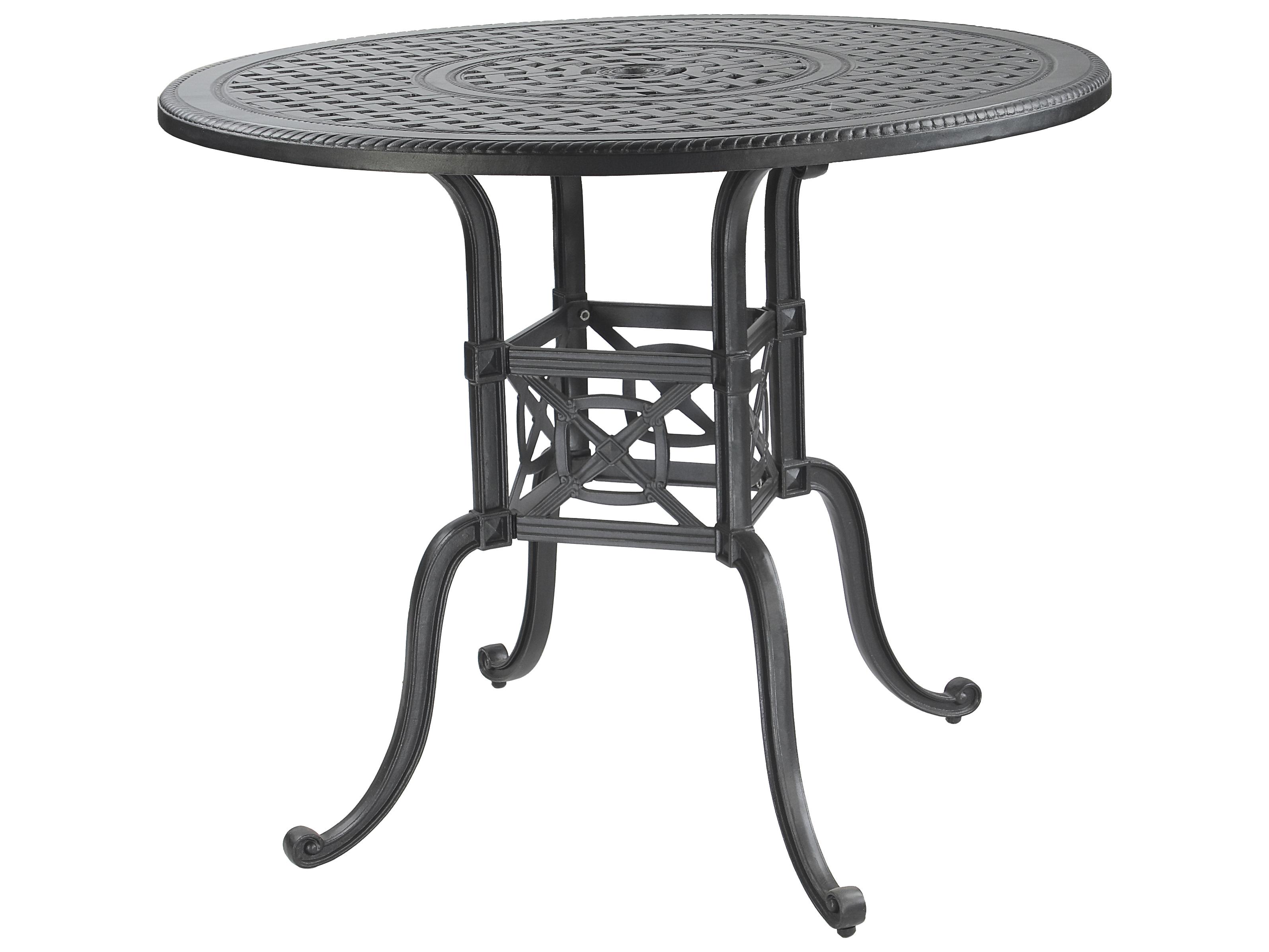 Gensun Grand Terrace Cast Aluminum Round Counter / Gathering Table with Umbrella Hole